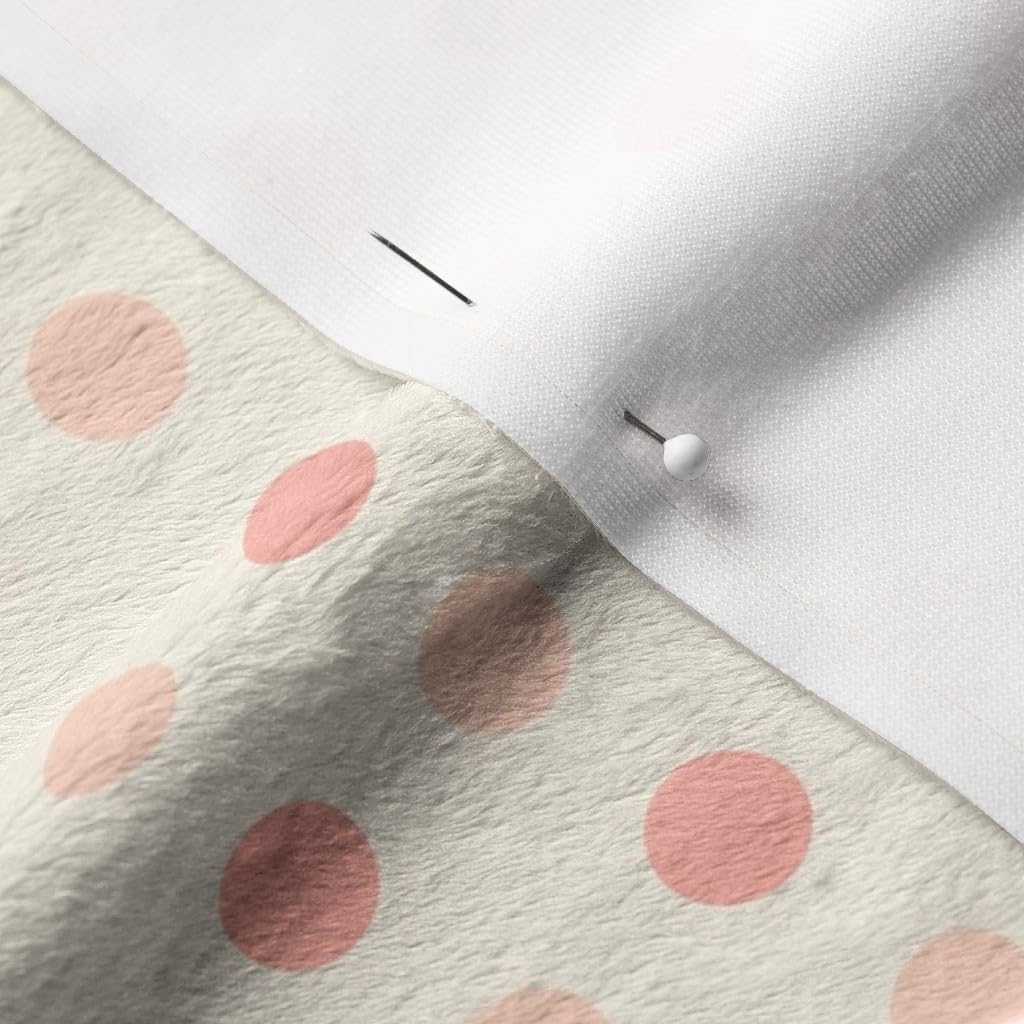 Peach Pink Dots Ivory Printed Minky Fabric by The Yard - Soft Plush Material for Sewing Baby Blankets, Quilt Backing & DIY Projects - Perfect for Nursery Decor, Swaddles & Cozy Home Crafts