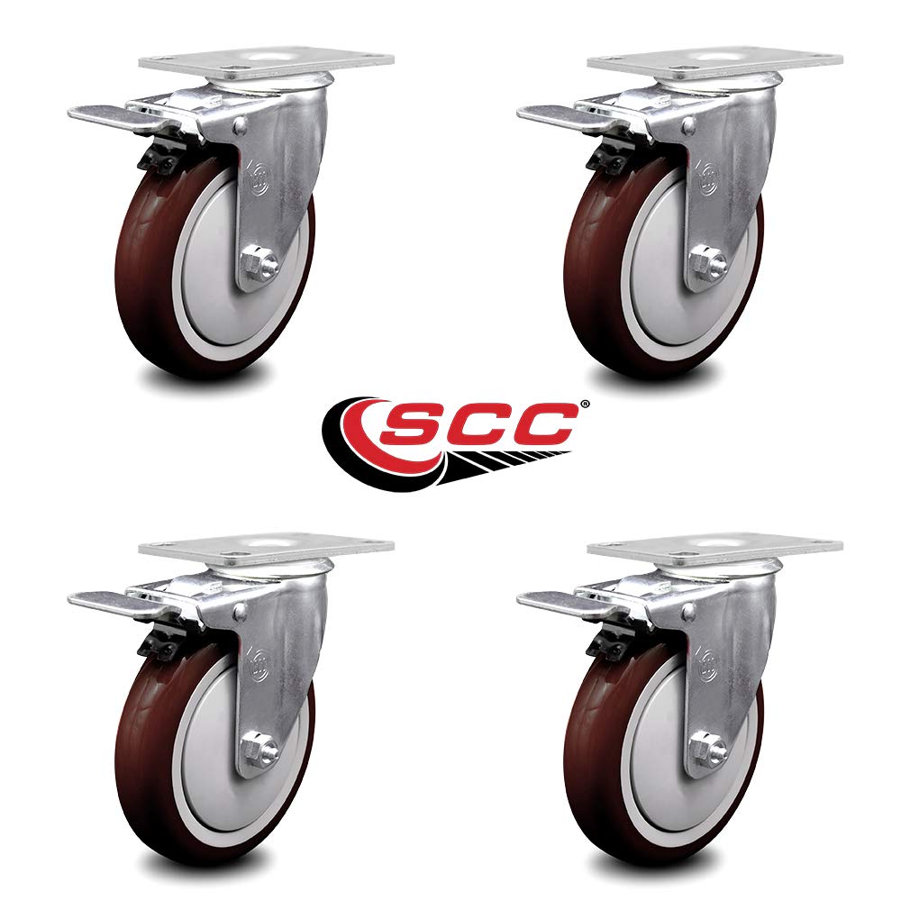 Cambro Dish Caddies & Utility Truck Replacement Caster Wheels Set - 4 Swivel Casters with Total Lock Brakes - Heavy Duty Commercial Kitchen Equipment - Perfect for Restaurant Food Transport and Dishwashing Stations