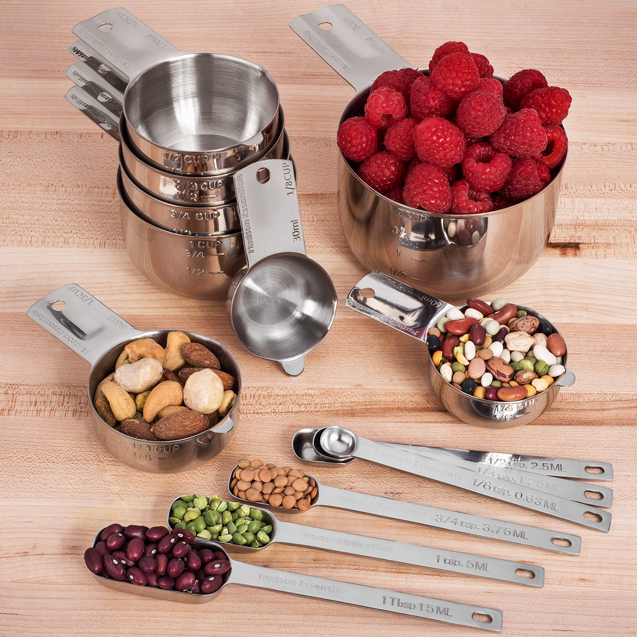 Premium Stainless Steel Measuring Cups and Spoons Set - 15 Piece Kitchen Essentials for Baking & Cooking | Dishwasher Safe, Rust Resistant for Professional & Home Use