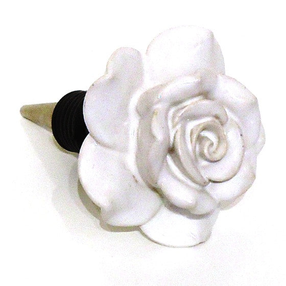 Elegant Ceramic Rose Bottle Stopper - Decorative Wine Cork for Chardonnay, Champagne & Liquor Bottles - Perfect for Romantic Dinners, Weddings & Home Decor