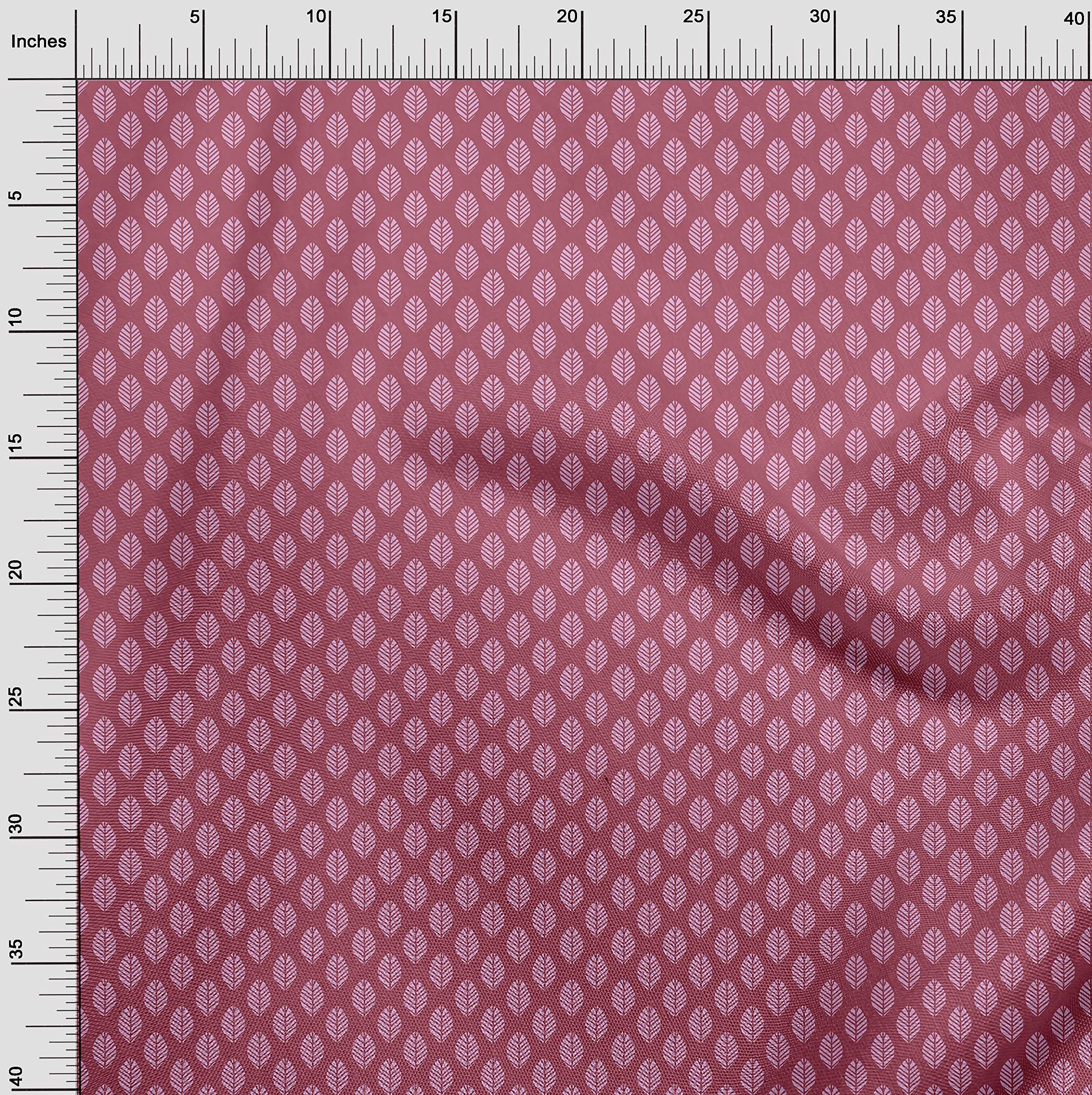 oneOone Viscose Jersey Pink Asian Leaf Print Fabric by The Yard - 60 Inch Wide Soft Draping Material for Dresses, Skirts & DIY Fashion Projects