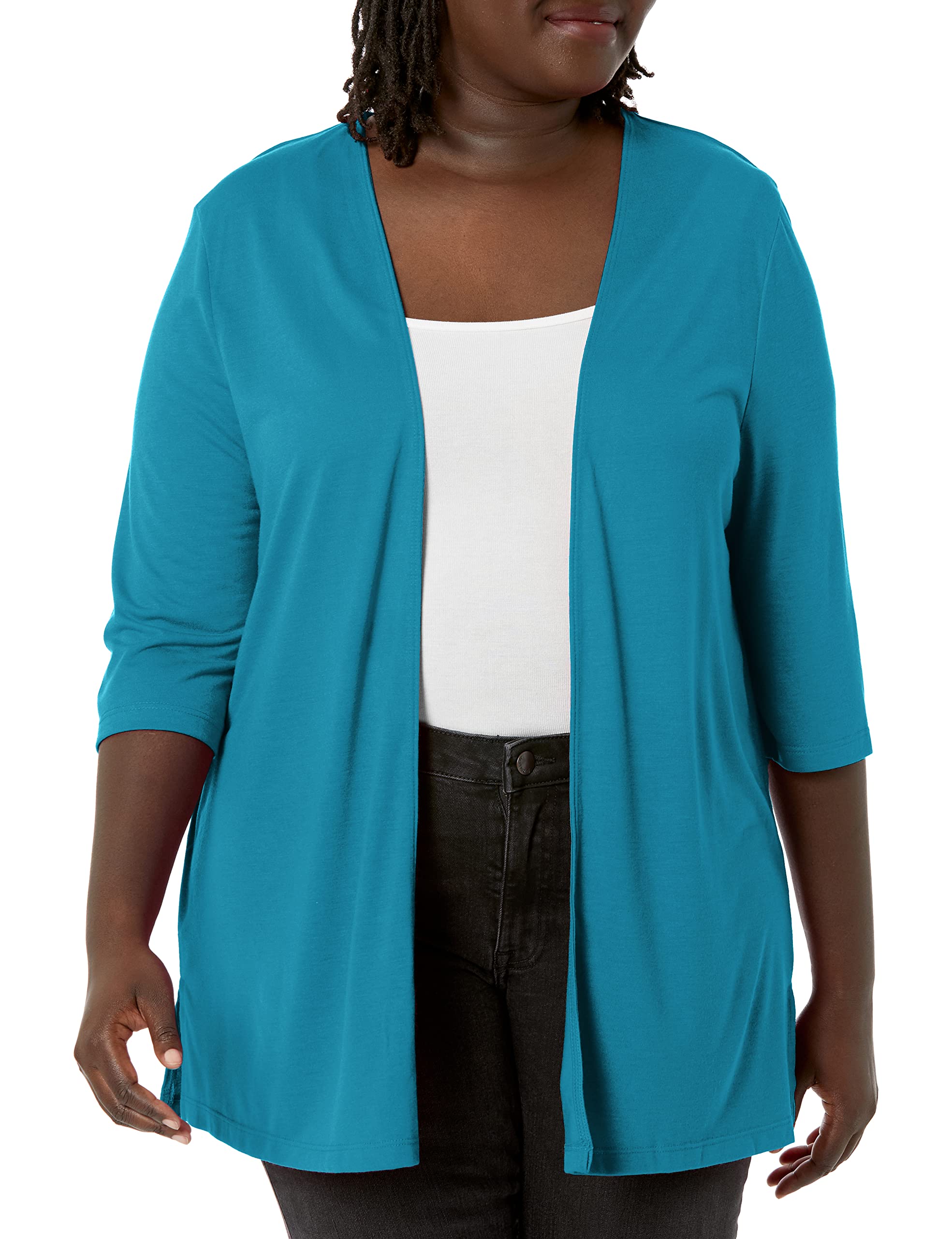 JUST MY SIZE Women's Plus Size Lightweight Open Front Cardigan Sweater - Perfect for Layering, Office Wear & Casual Outfits