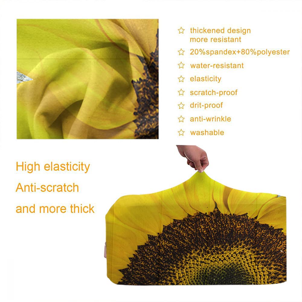 Wondertify Single Sunflower Luggage Cover - Washable Elastic Suitcase Protector with Concealed Zipper for 18-21 Inch Bags (Golden Yellow) - Perfect for Travel, Vacation & Autumn Adventures