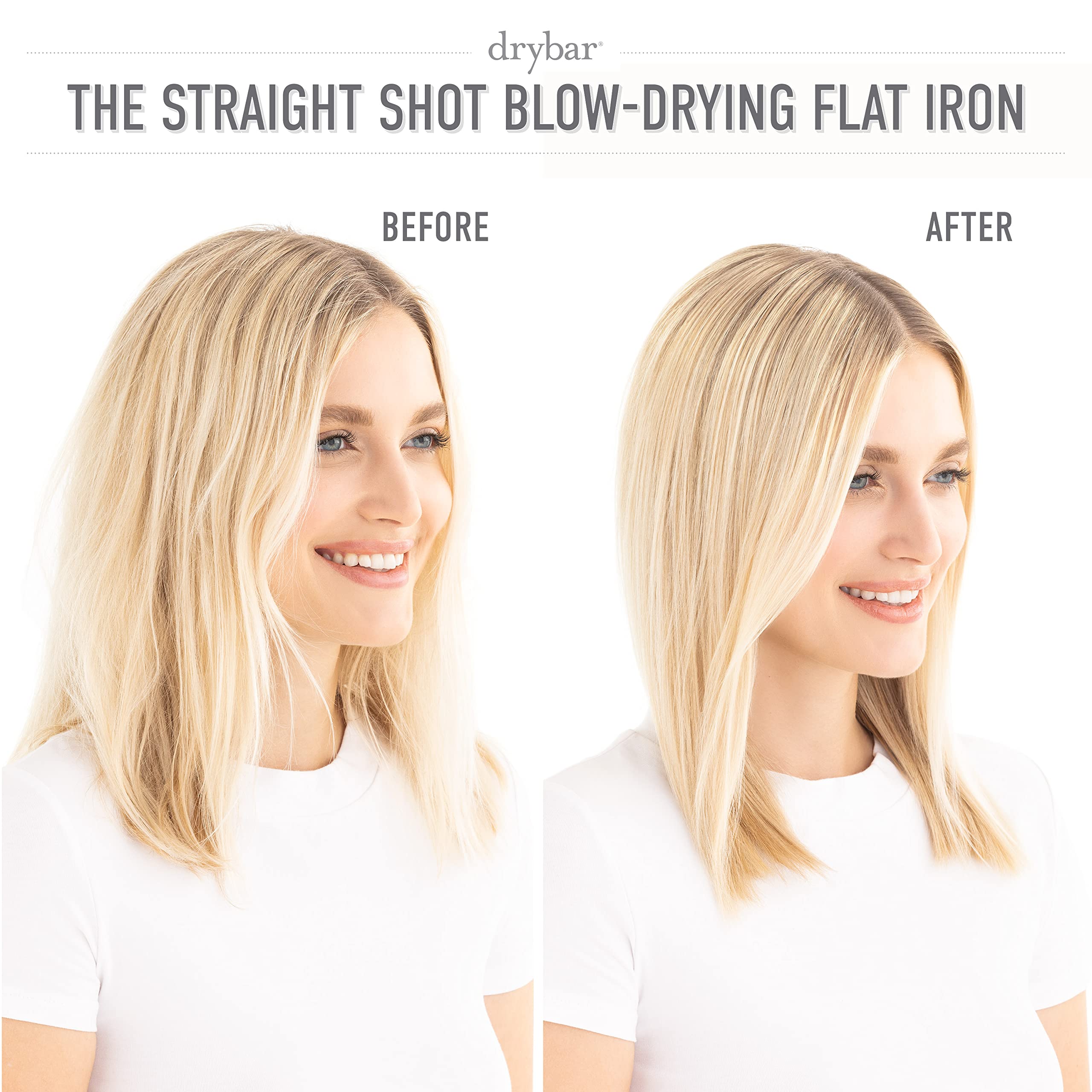 Drybar The Straight Shot Blow-Drying Flat Iron - Professional Hair Straightener & Blow Dryer Combo for Smooth, Shiny Hair | Perfect for Home Use & Salon Styling