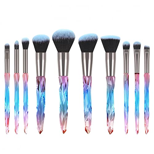 Premium Synthetic Makeup Brushes Set - 10-Piece Professional Blending, Blush, Concealer, Foundation & Eyeshadow Brushes (Blue) for Flawless Makeup Application - Perfect for Daily Use, Travel & Professional Makeup Artists