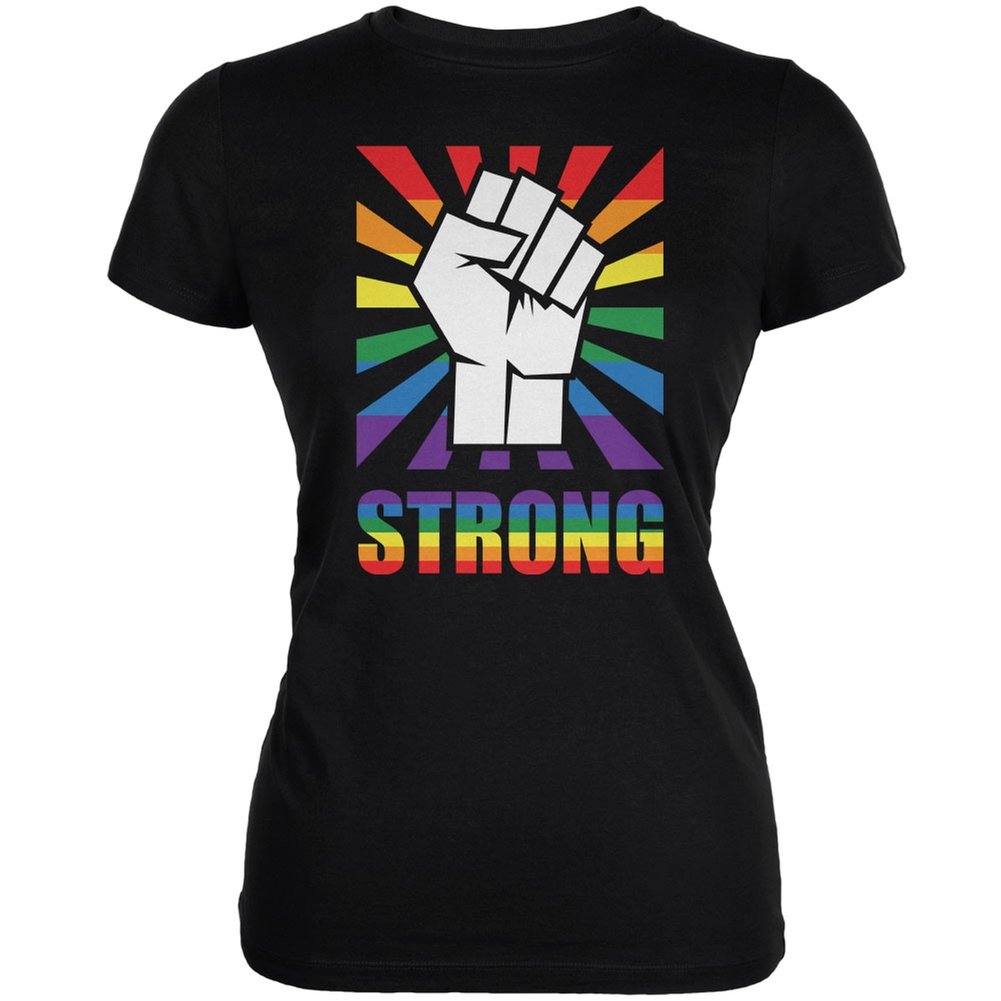 Old Glory LGBT Gay Pride Strong Raised Fist Juniors Soft Cotton T-Shirt - Comfortable Casual Wear for Pride Events & LGBTQ+ Support