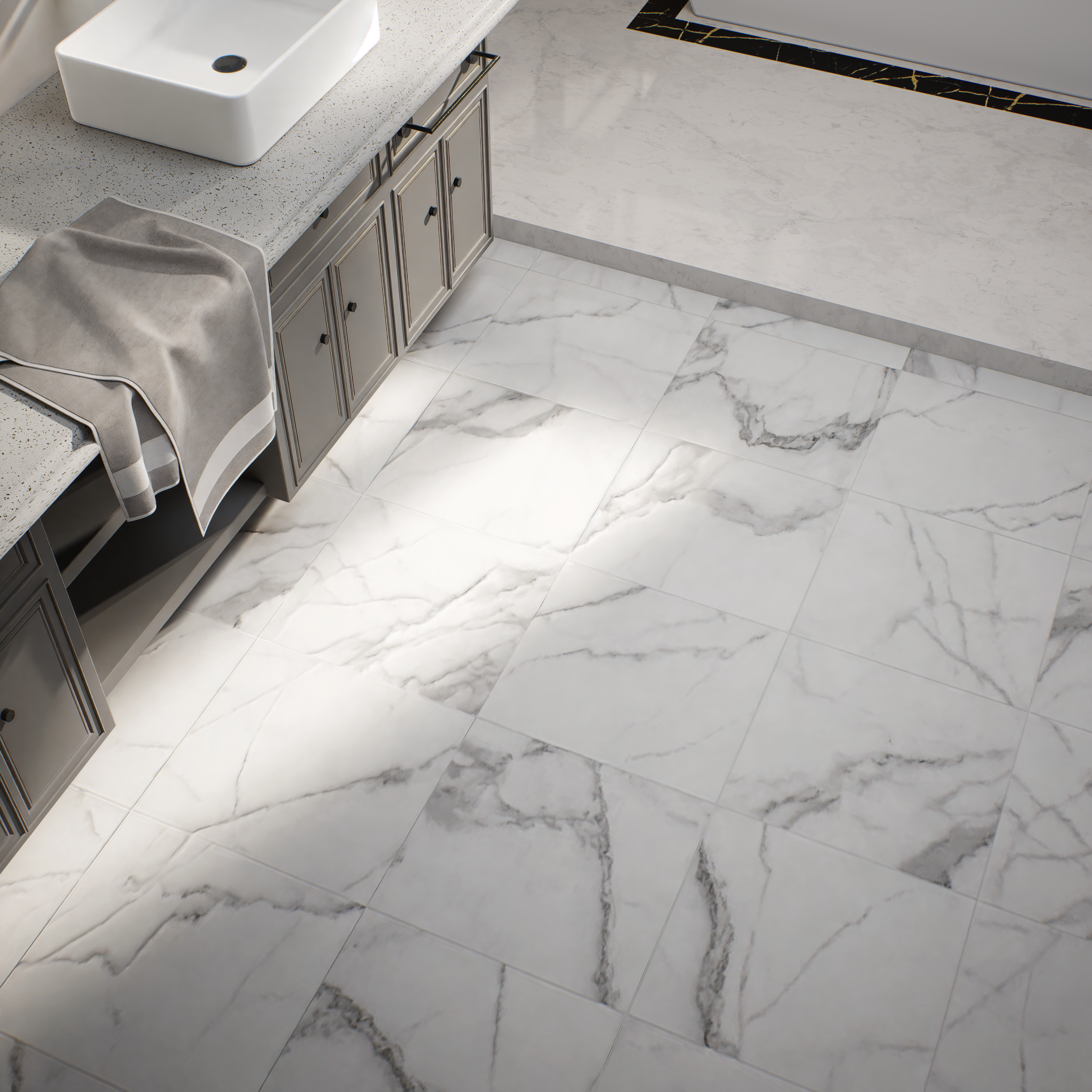 13 x 13 Inch Lumino Statuario Matte Pressed Glazed Porcelain Tile - Perfect for Kitchen Backsplash, Bathroom Walls & Flooring