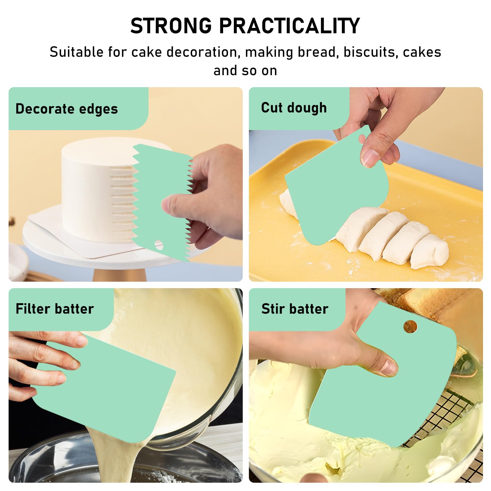 VFANDV 50x70cm Non-Slip Silicone Dough Rolling Mat - Reusable Kitchen Baking Mat for Cookies, Pizza, Pastry - Perfect for Home Baking & Cooking (Green)
