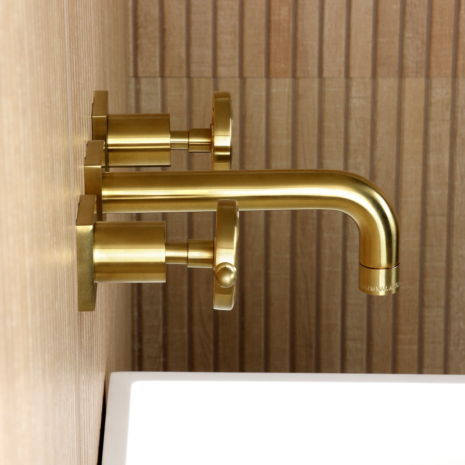 Belknap KS6127RX Brushed Brass Double Handle 3-Hole Wall Mount Bathroom Faucet - Perfect for Modern Bathroom Vanities and Powder Rooms