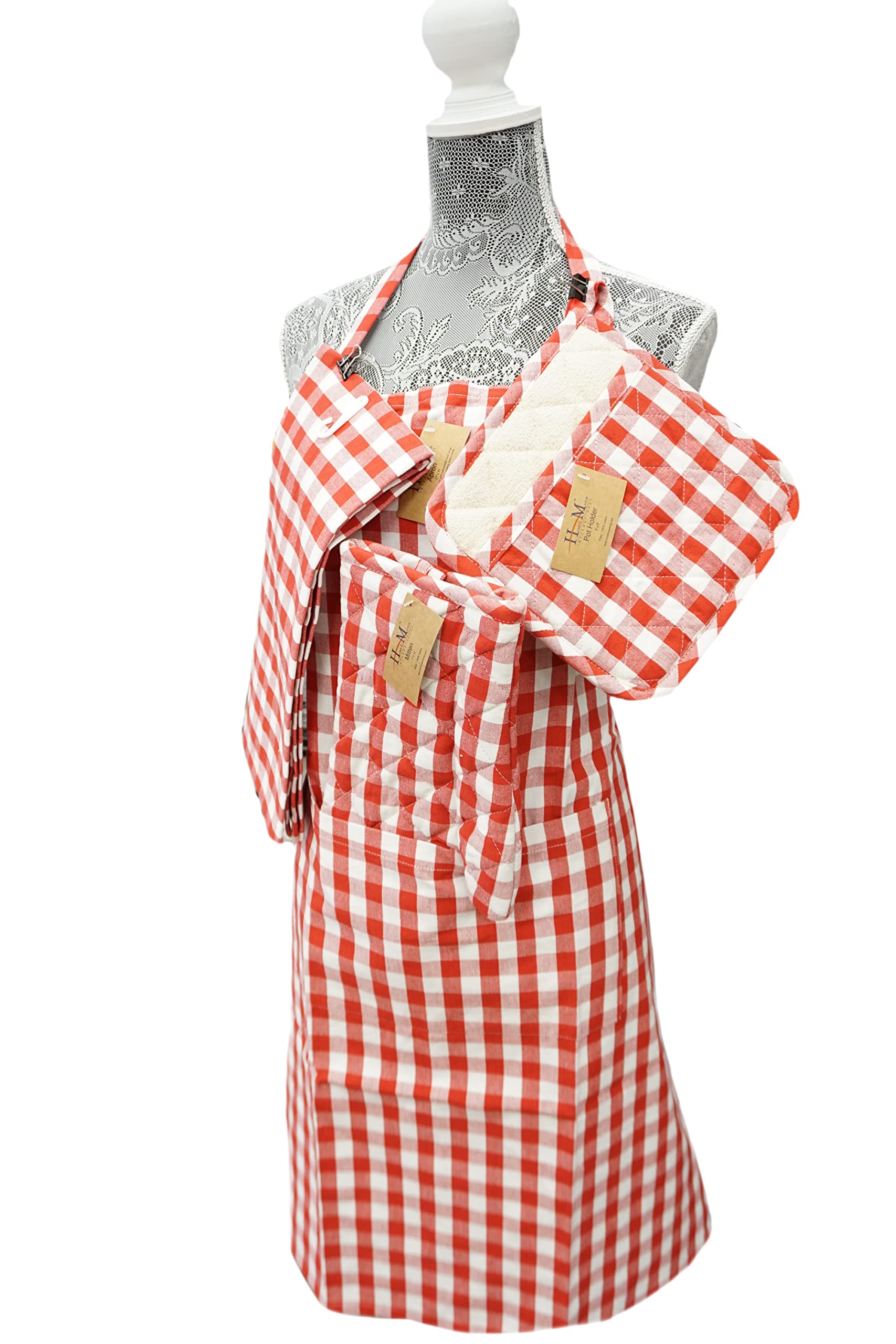 Premium Kitchen Chef Apron - Red Professional Design for Cooking, Baking & Grilling - Ideal for Home Chefs, BBQ & Restaurant Use