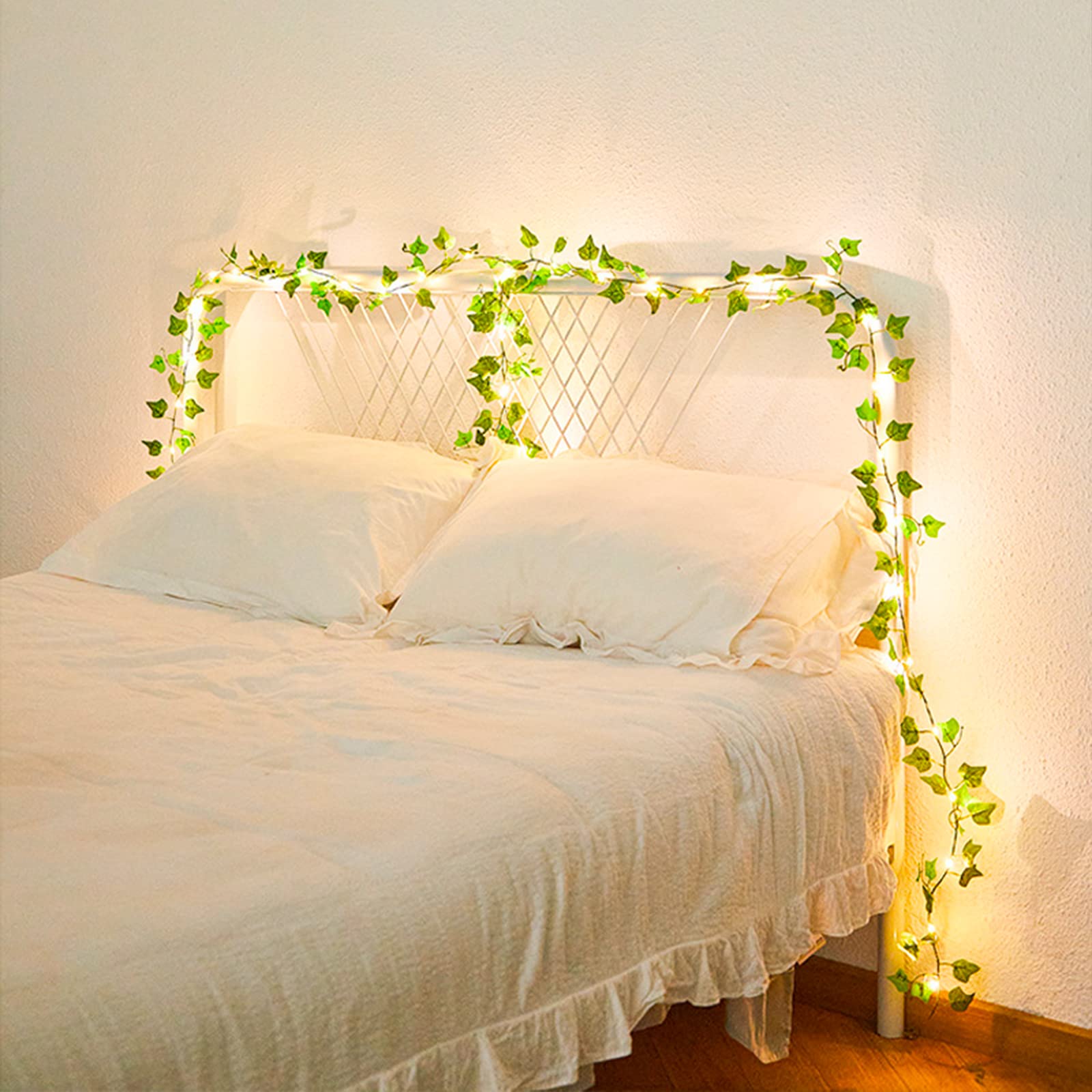 24-Pack Battery Operated String Lights with Artificial Ivy Vines - 7ft 110 LED Vine Lights with 8 Lighting Modes, Warm White for Bedroom, Wall Decor, Wedding, Indoor Party & Festival Lighting (Perfect for Creating Romantic Ambiance)