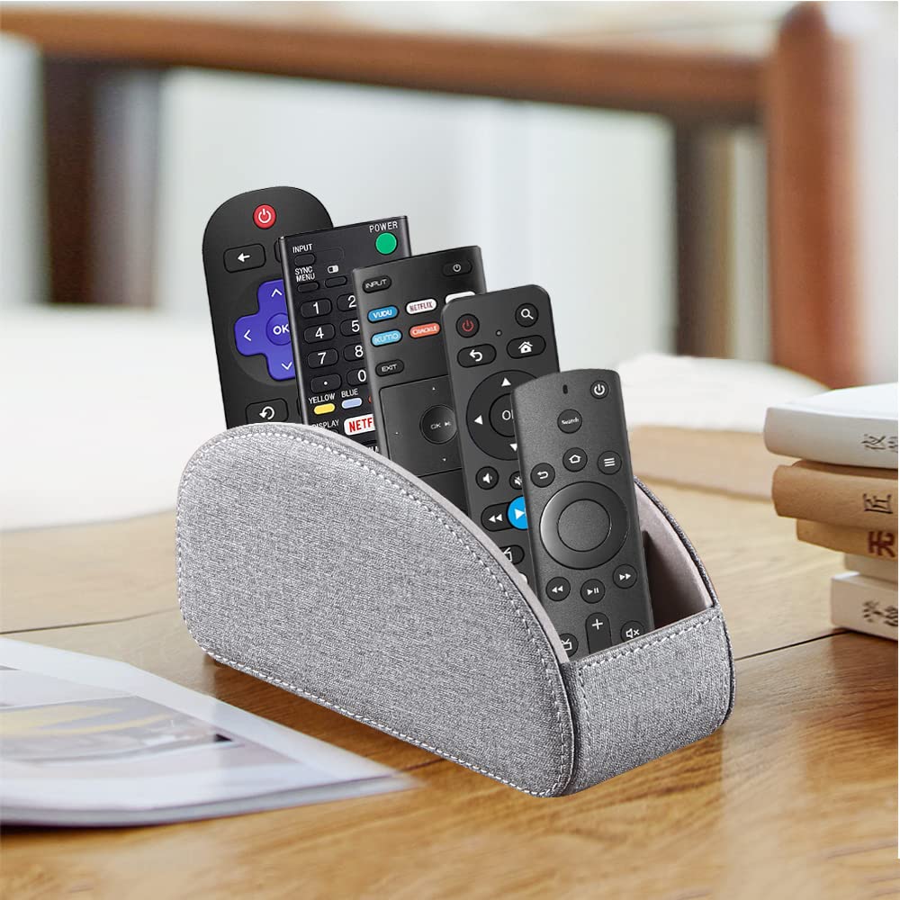 Fanousy PU Leather TV Remote Control Holder with 5 Compartments - Nightstand Organizer for Bedside, Desk & Table - Perfect for Living Room, Bedroom & Office Organization