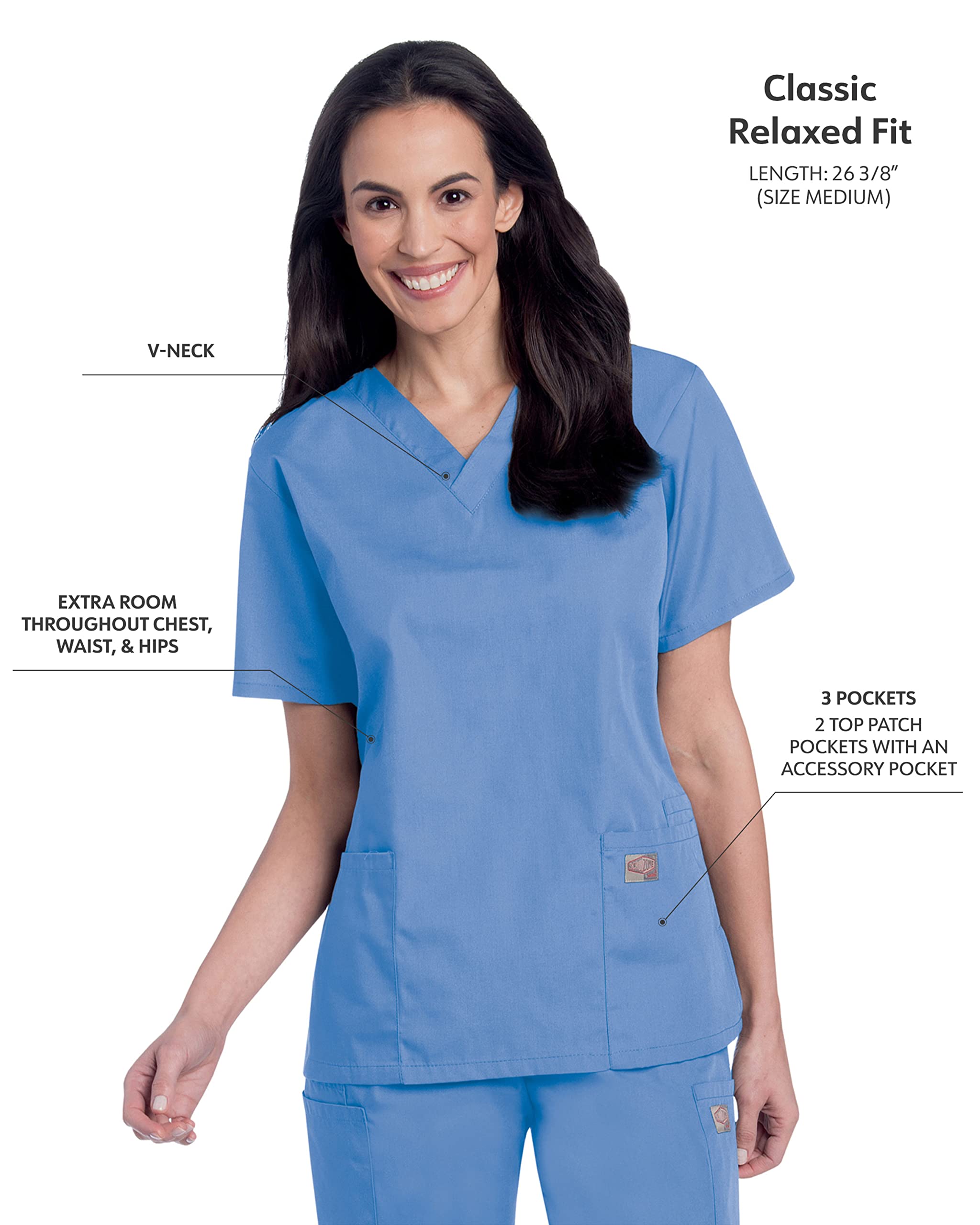 Landau Scrub Zone Relaxed Fit 2-Pocket V-Neck Scrub Top for Women 70221 | Comfortable Medical Uniform for Nurses & Healthcare Professionals | Perfect for Hospital Shifts & Clinical Work