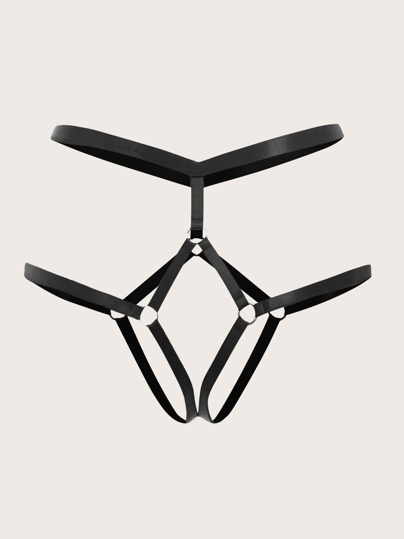 SOLY HUX Women's Strappy BDSM Lingerie - Sexy Harness Panties & Bondage Thong Underwear for Adults | Perfect for Role Play, Valentine's Gift & Spicy Nights