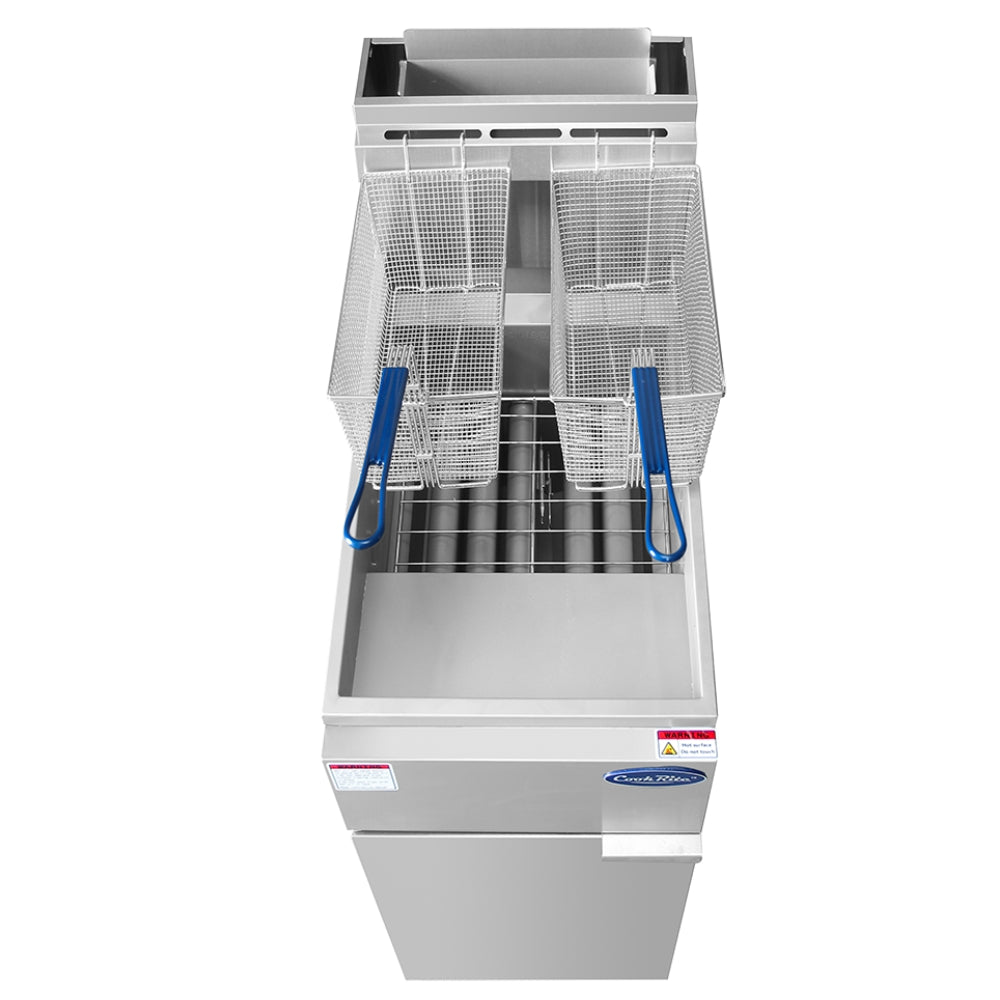 Atosa 40 lb Commercial Floor Fryer - Natural Gas 102,000 BTU High-Capacity Deep Fryer for Restaurants, Food Trucks & Catering Businesses