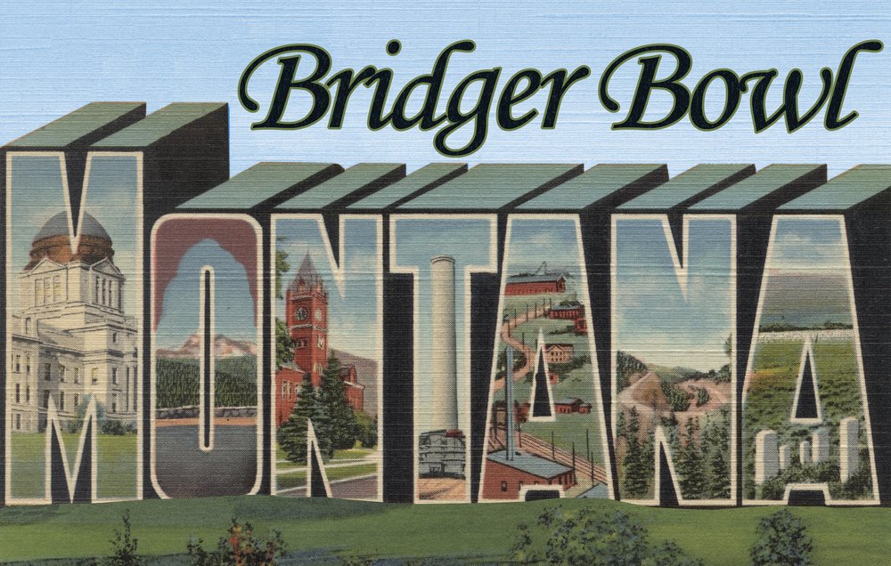 Bridger Bowl Montana Large Letter Scenes 8274 - 24x36 Signed Print Master Art Print - Wall Decor Poster for Living Room, Office & Home Decoration