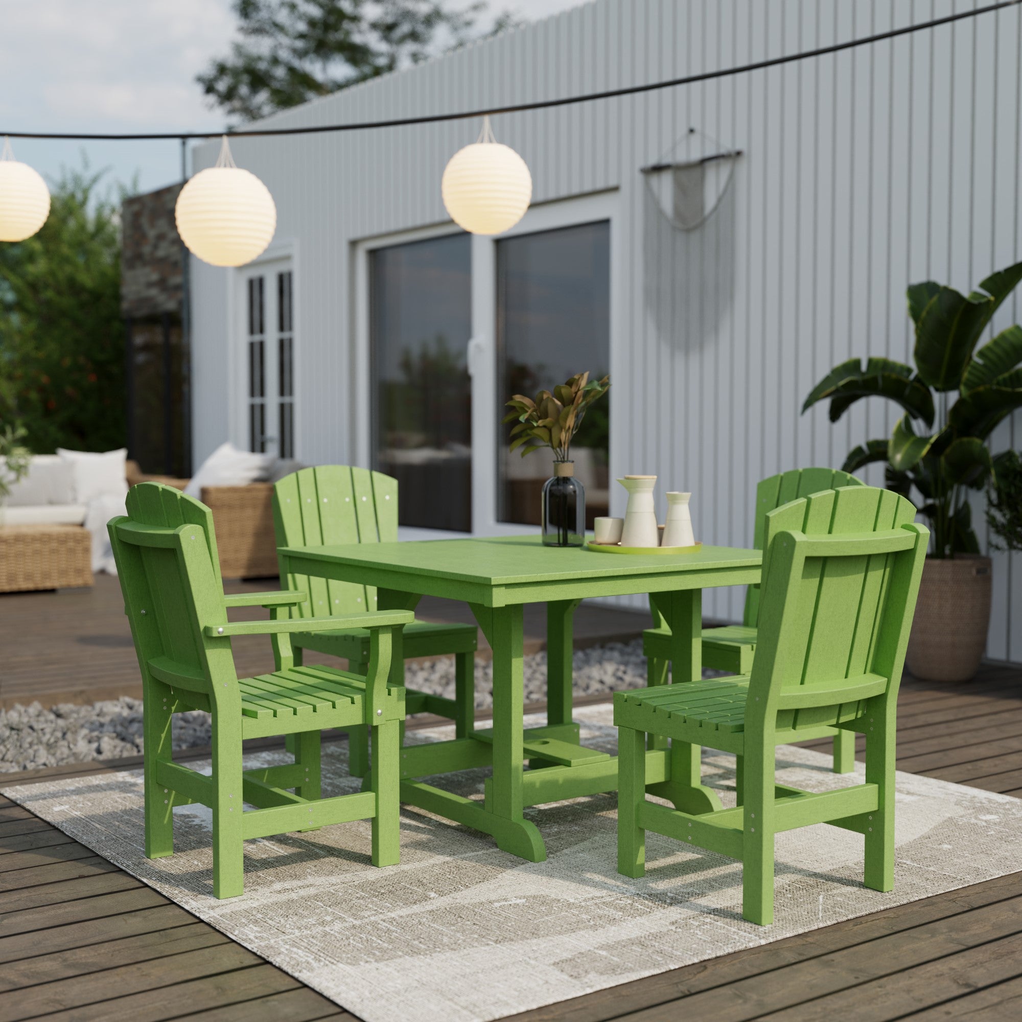 Heritage 5-Piece 44x44 Inch Square Outdoor Dining Set with Cushions - Perfect for Patio, Garden, and Backyard Entertaining