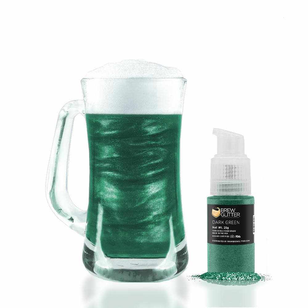 Dark Green Edible Glitter Spray Pump for Cakes & Cocktails | Brew Glitter® | Food-Safe Sparkle for Baking, Drink Decor & Party Treats