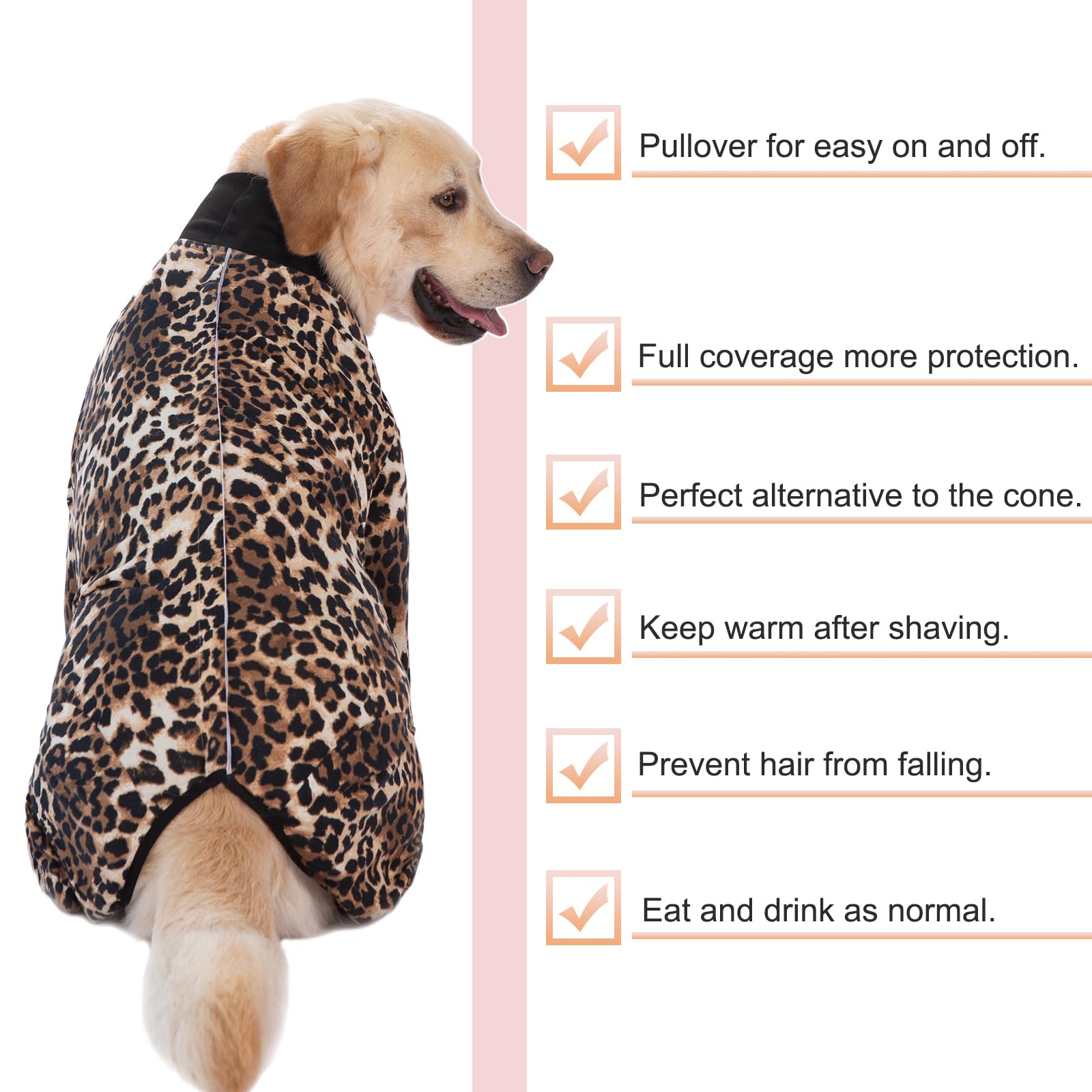 Post-Surgery Recovery Suit for Large & Medium Dogs - Soft, Breathable Anti-Licking Dog Onesie | E-Collar & Cone Alternative | Pet Bodysuit for Wound Protection & Hair Loss Prevention (5XL, Leopard Print) - Ideal for Post-Op Care, Spay/Neuter Recovery & Hot Spot Protection