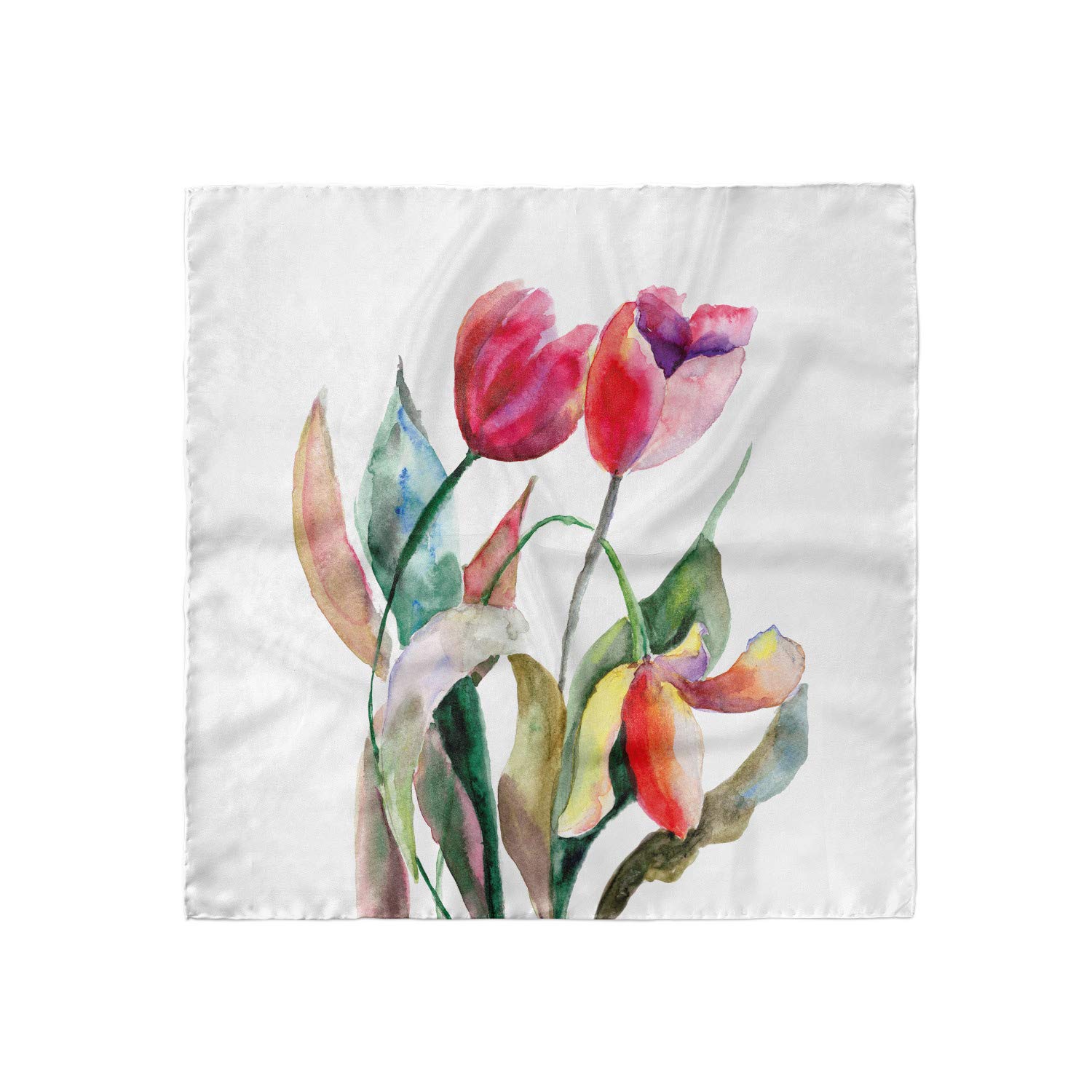 Ambesonne Watercolor Tulip Flower Hair Scarf - Bohemian Head Wrap for Women - Perfect for Yoga, Beach, and Everyday Fashion Accessory