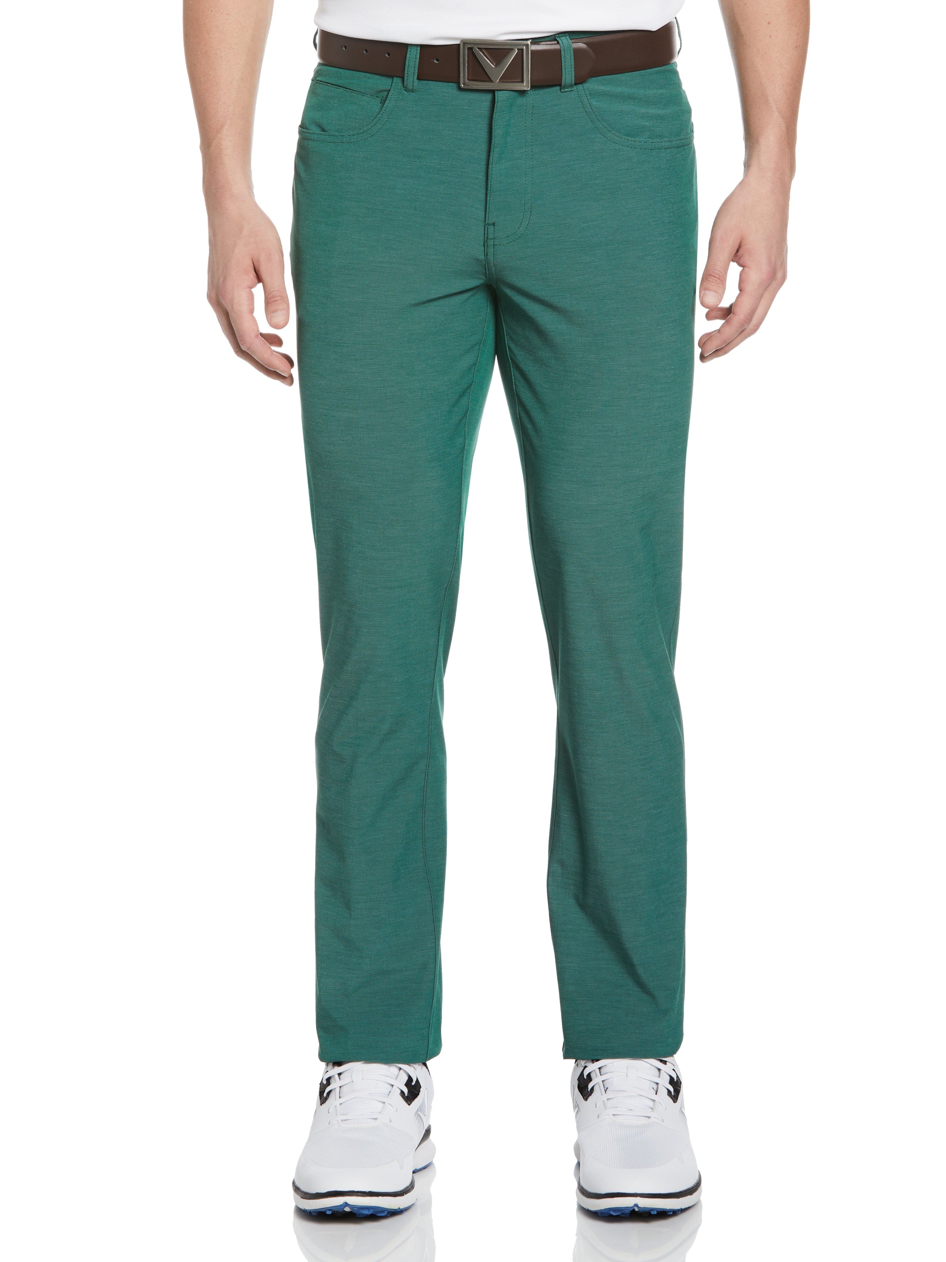 Men's Textured 5-Pocket Casual Pants - Comfortable Stretch Slim Fit Trousers for Work, Travel & Everyday Wear