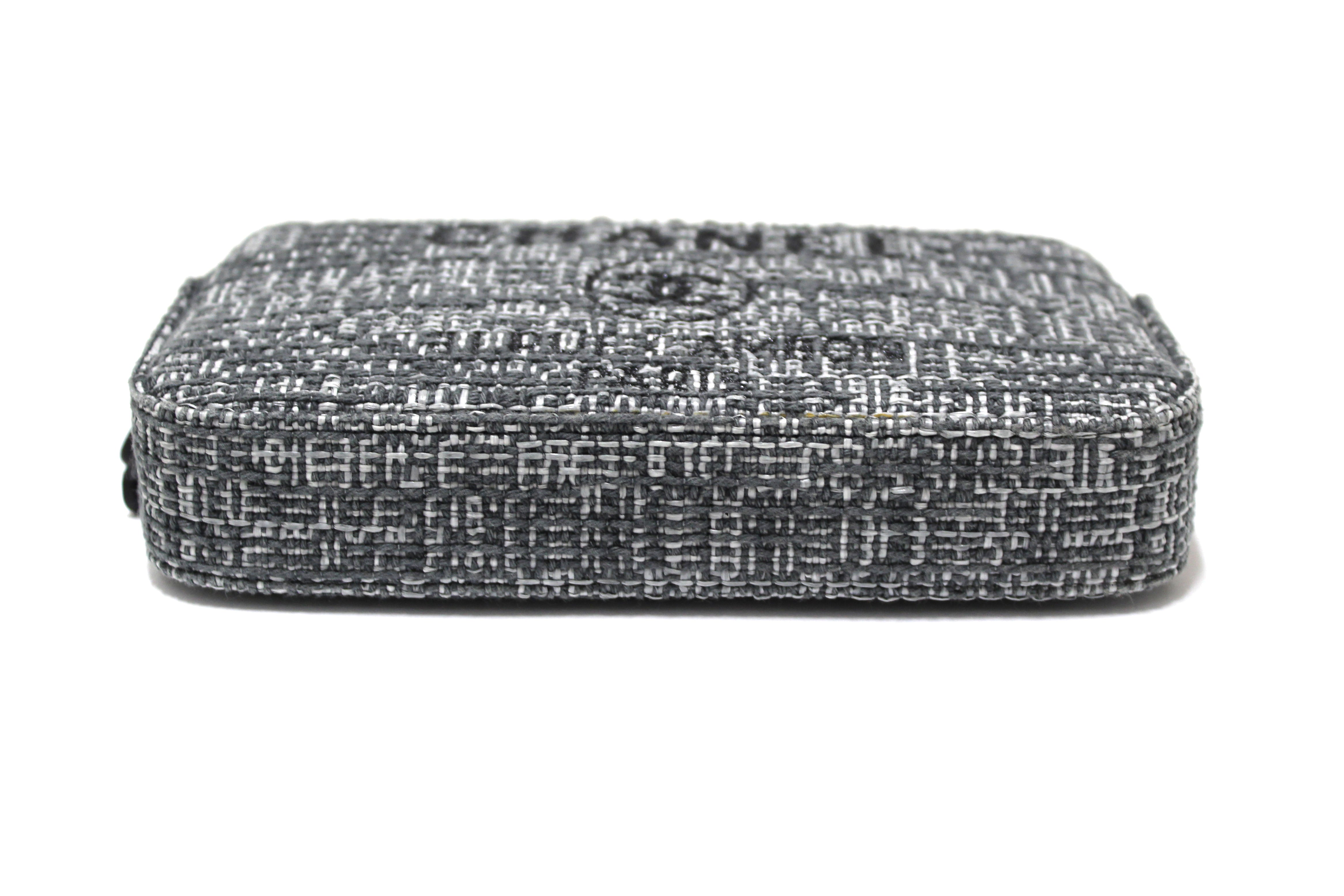 Authentic Chanel Grey Tweed Canvas Double Zip Wallet on Chain - Luxury Designer Crossbody Bag for Women | Perfect for Parties, Date Nights & Everyday Use