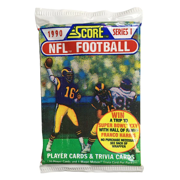 1990 Score Series 1 Unopened Football Trading Cards Pack - Vintage NFL Collectibles for Sports Memorabilia Fans & Card Collectors - Perfect for Display, Trading, and Investment