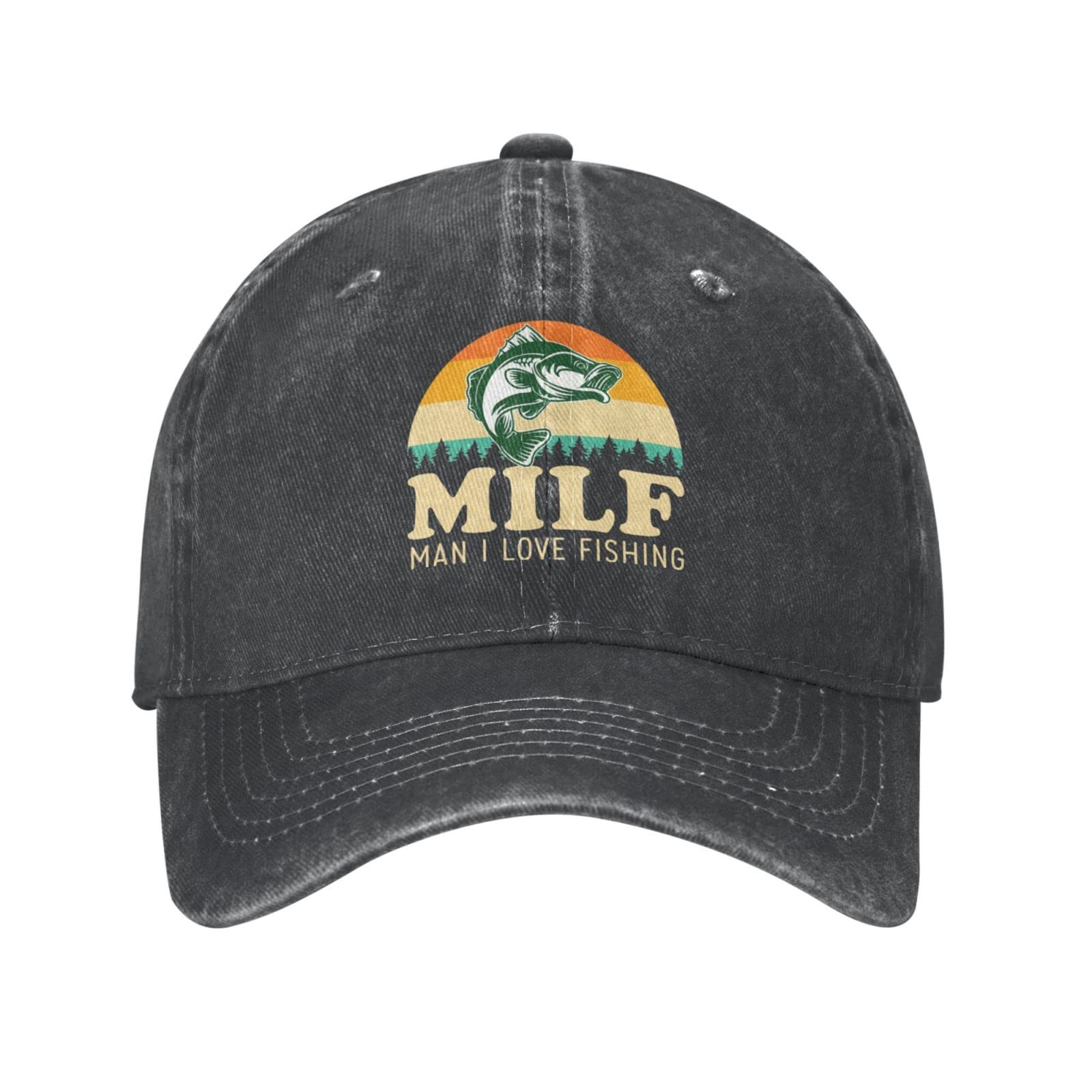 Peiyeety Fishing Hat for Men - Adjustable Baseball Cap with Graphic Design, Black - Perfect for Outdoor Fishing, Hiking, and Casual Wear