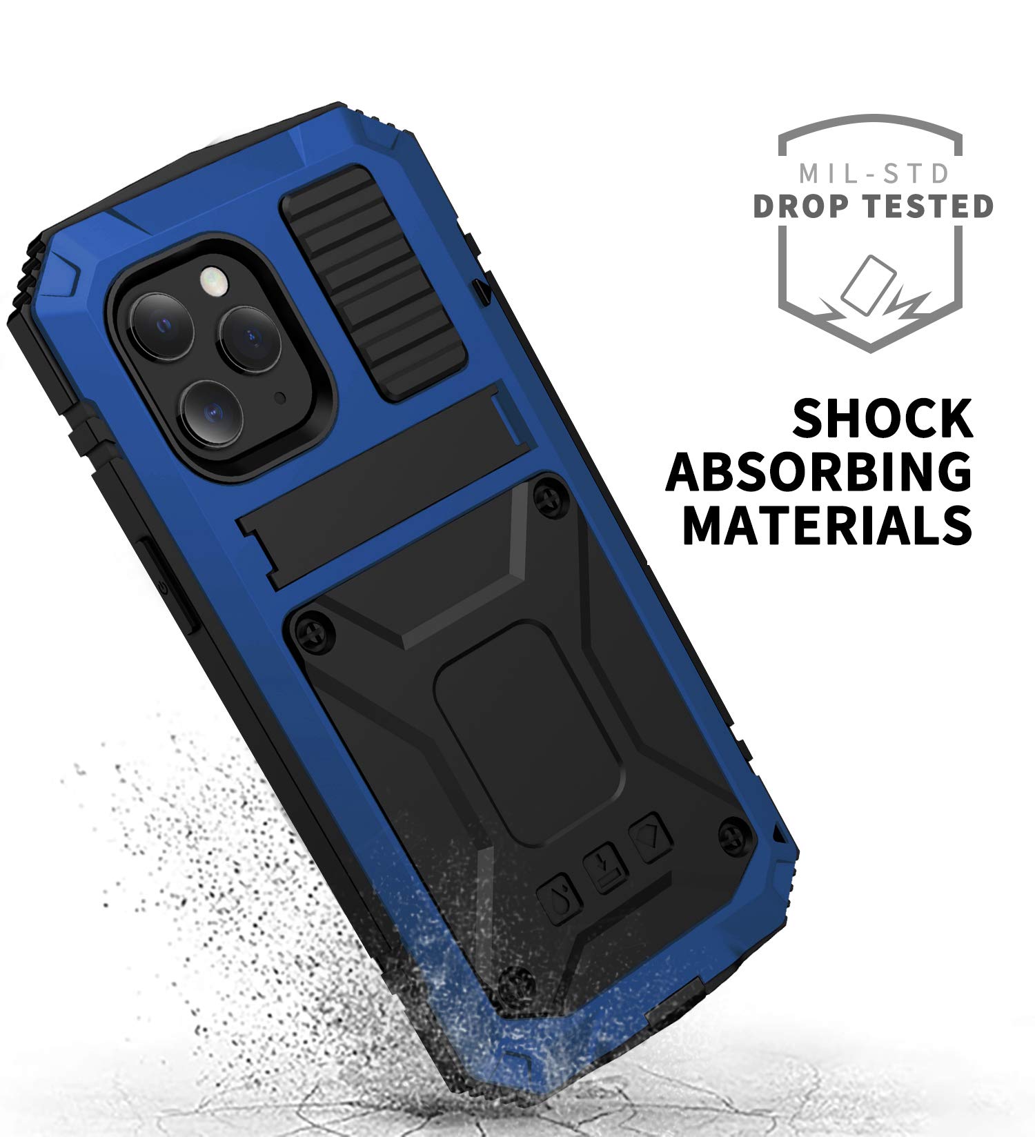 iPhone 12 Pro Max Case - Heavy Duty Hybrid Military Shockproof Rugged Cover with Built-in Screen Protector & Stand | Compatible with iPhone 12 Pro Max | Blue | Perfect for Outdoor Activities, Work & Travel Protection