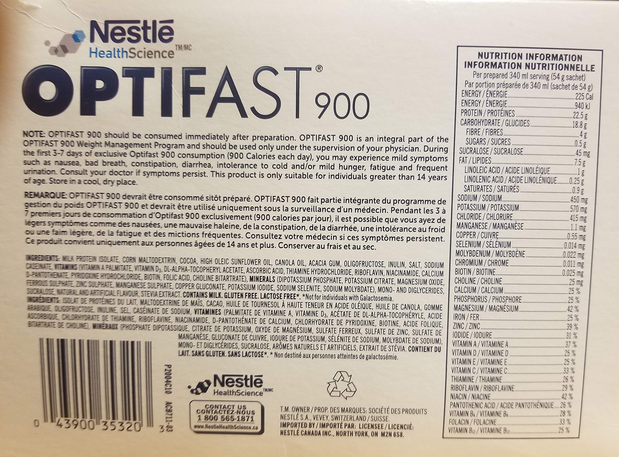Optifast 900 Meal Replacement Shake - Chocolate Flavor for Weight Loss & Diet Management | Perfect for Busy Lifestyles, Post-Workout Recovery & Healthy Meal Planning