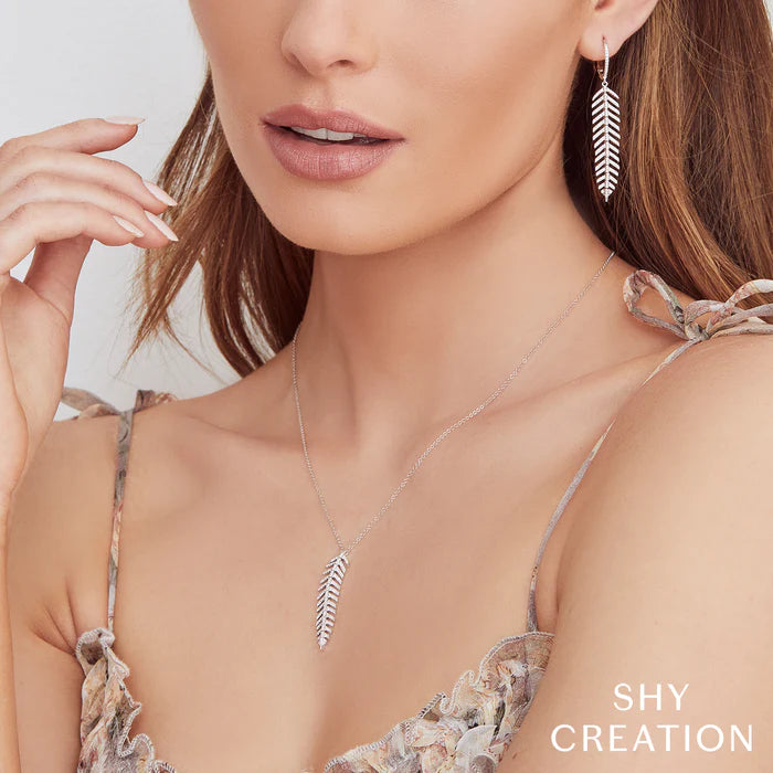 Diamond Drop Feather Earrings for Women - Elegant Dangle Jewelry for Parties, Weddings & Special Occasions