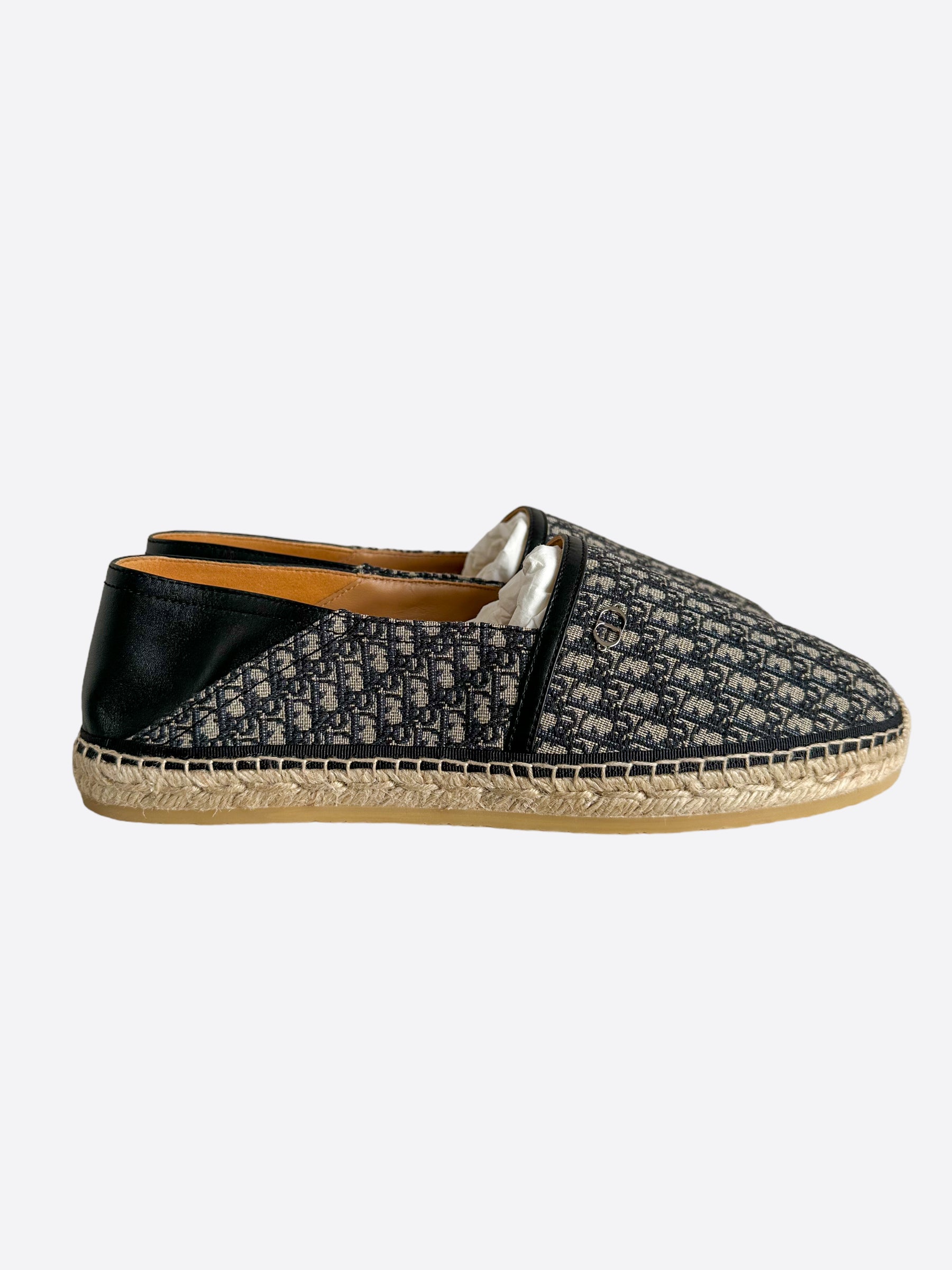 Dior Beige & Blue Oblique Canvas Espadrille Flats - Women's Fashion Sneakers for Casual Outings & Summer Strolls