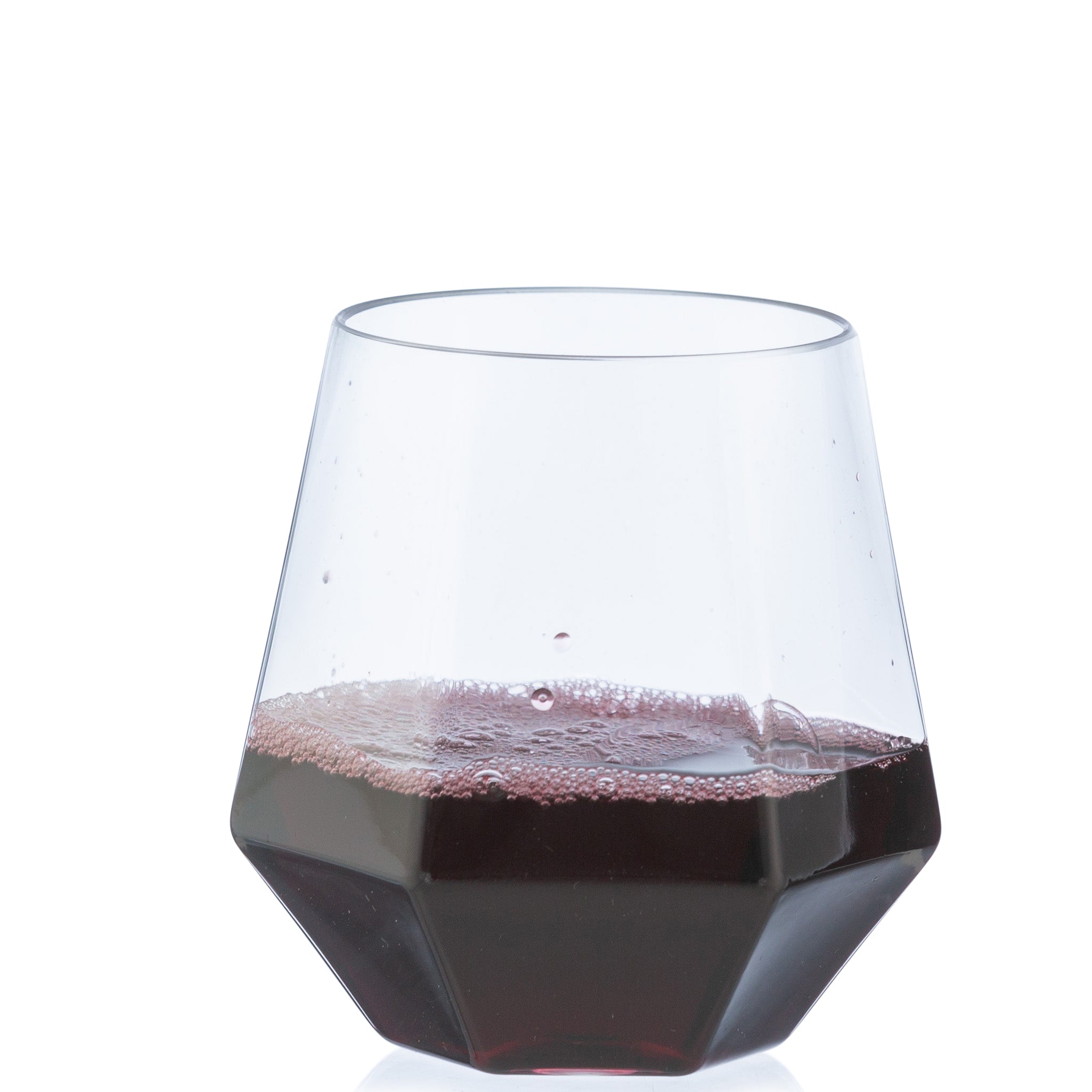 12 oz Clear Stemless Diamond Shaped Wine Glasses Set of 6 - Shatterproof Crystal-Like Drinking Cups for Parties, Weddings & Home Entertaining