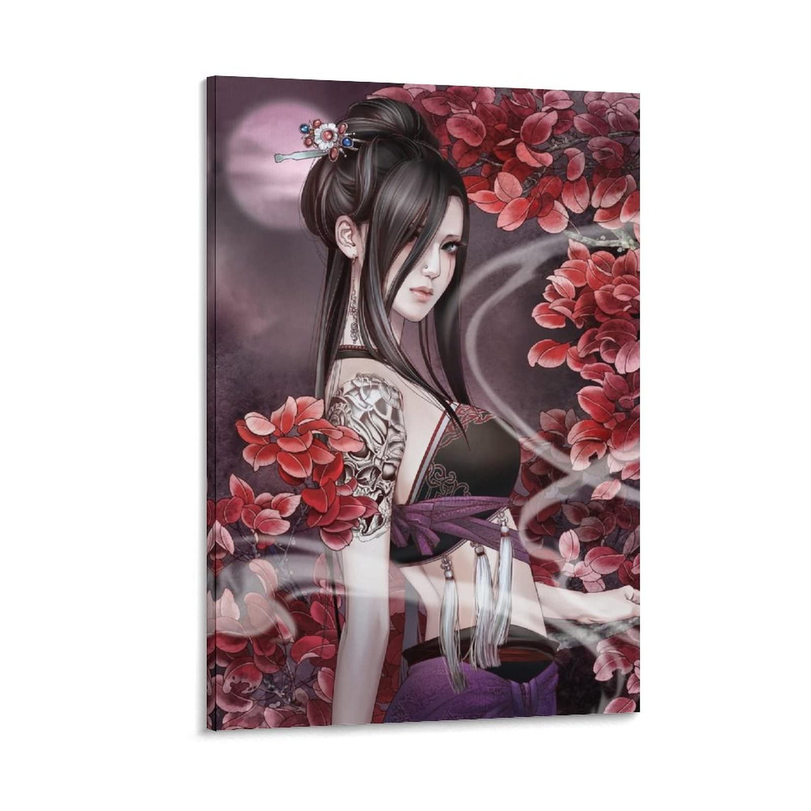 Anime Moonlight Lingerie Girl Canvas Wall Art Poster - 24x36 inch (60x90cm) - Perfect for Bedroom, Living Room & Anime Themed Decor - Ideal Gift for Anime Lovers & Home Decoration