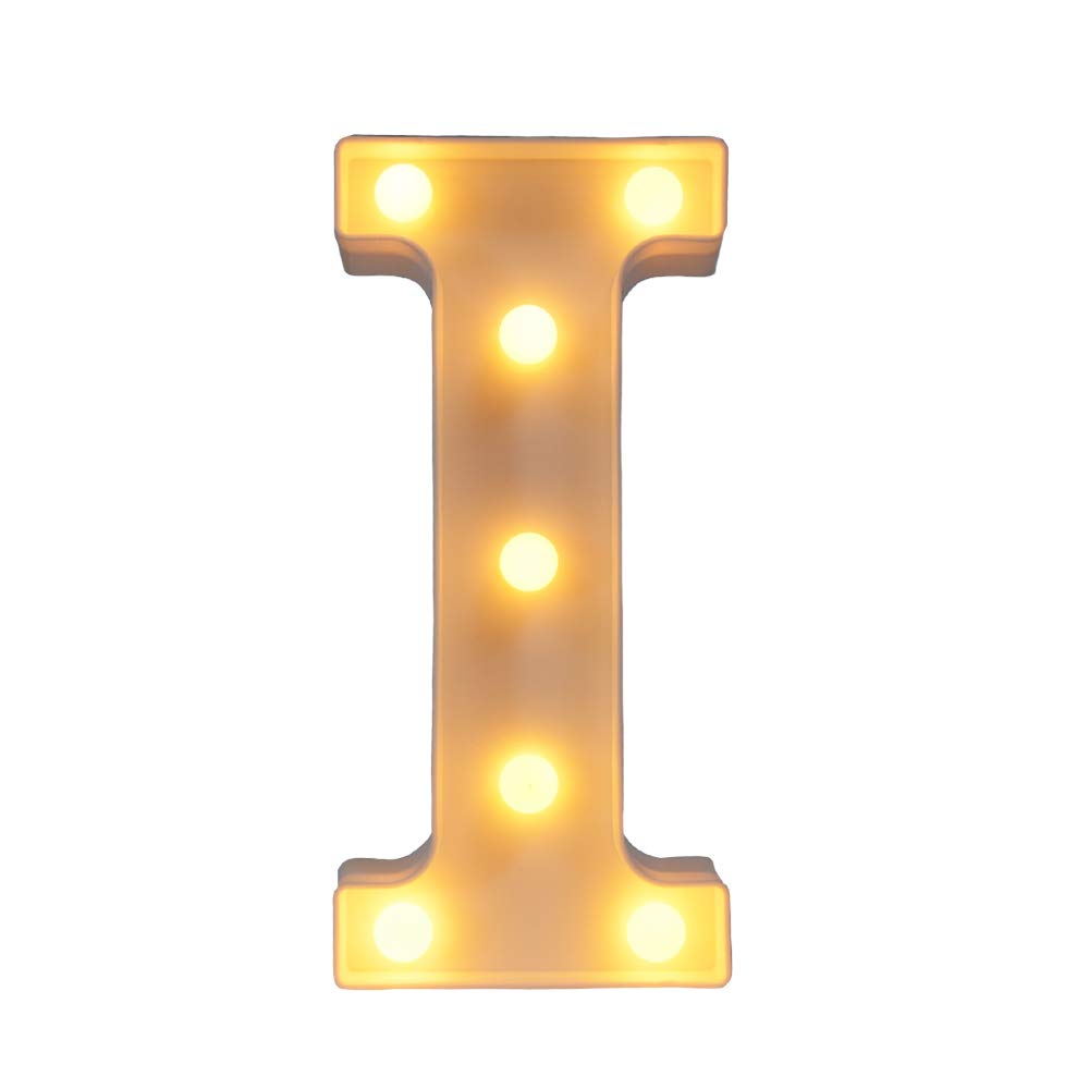 CJWPOWER LED Letter Lights - Cute Wall Decor for Bedroom, Party, Wedding & Birthday - Customizable Night Light for Home, Nursery, Dorm & Office Decorations (I) - Perfect for Romantic Ambiance, Gift Giving & Holiday Celebrations