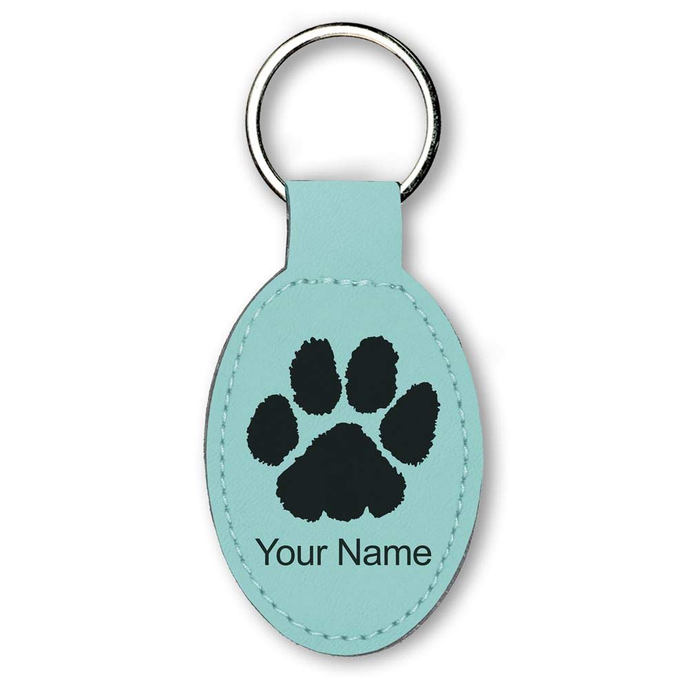 Personalized LaserGram Oval Keychain with Paw Print Engraving - Custom Pet Accessories for Dog & Cat Lovers - Perfect for Gifts, Key Rings & Bag Charms