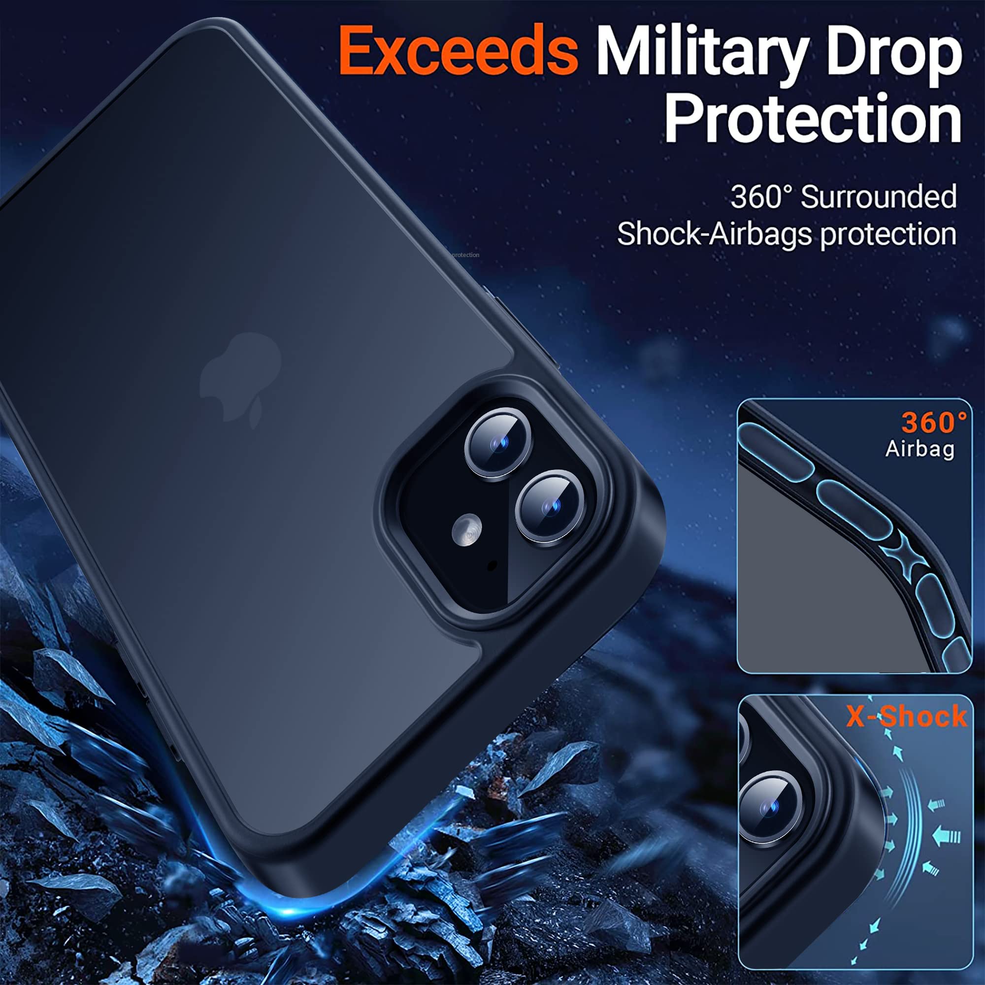 Shockproof iPhone 11 Case with Military-Grade Drop Protection - Slim Translucent Hard Back Cover for iPhone 11 6.1