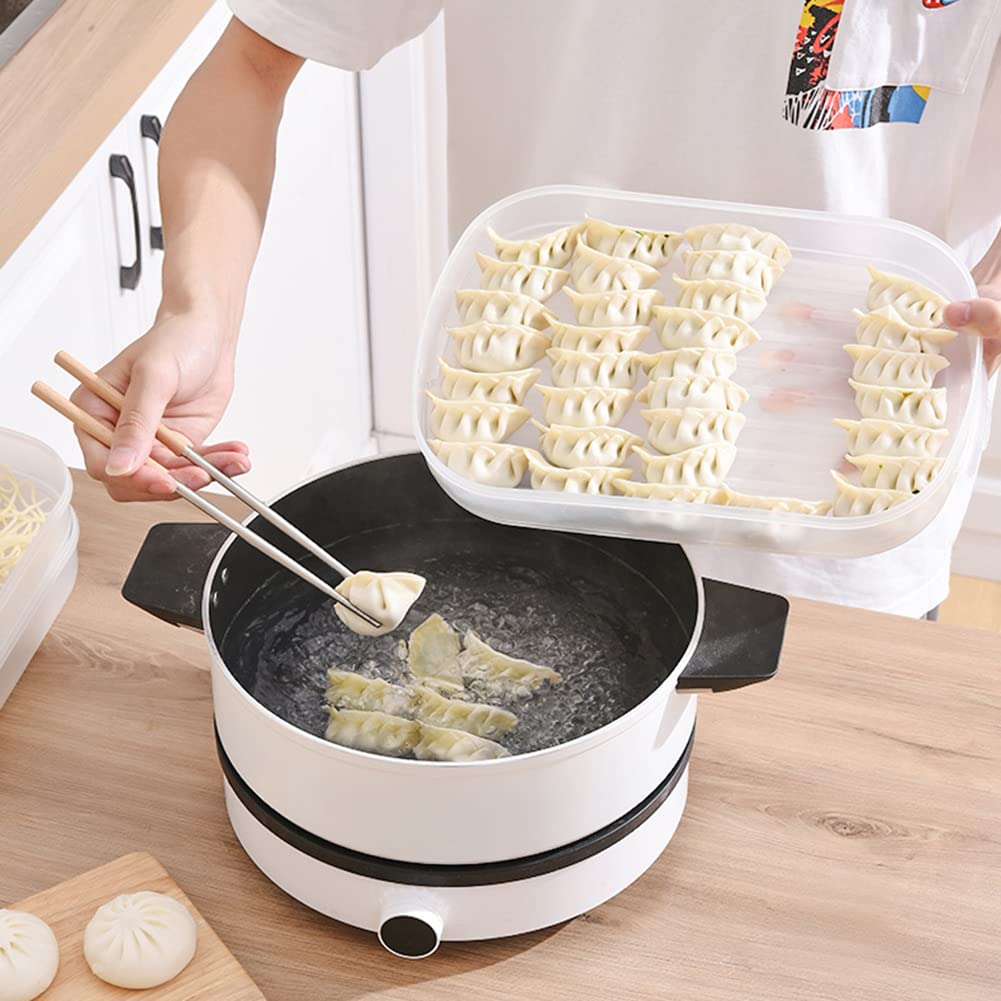 VALINK Food Grade Dumpling Storage Container - BPA Free Transparent Plastic Food Storage Box with Lid, Stackable Kitchen Organizer for Refrigerator & Freezer | Perfect for Meal Prep, Leftovers, Snacks & Party Platters