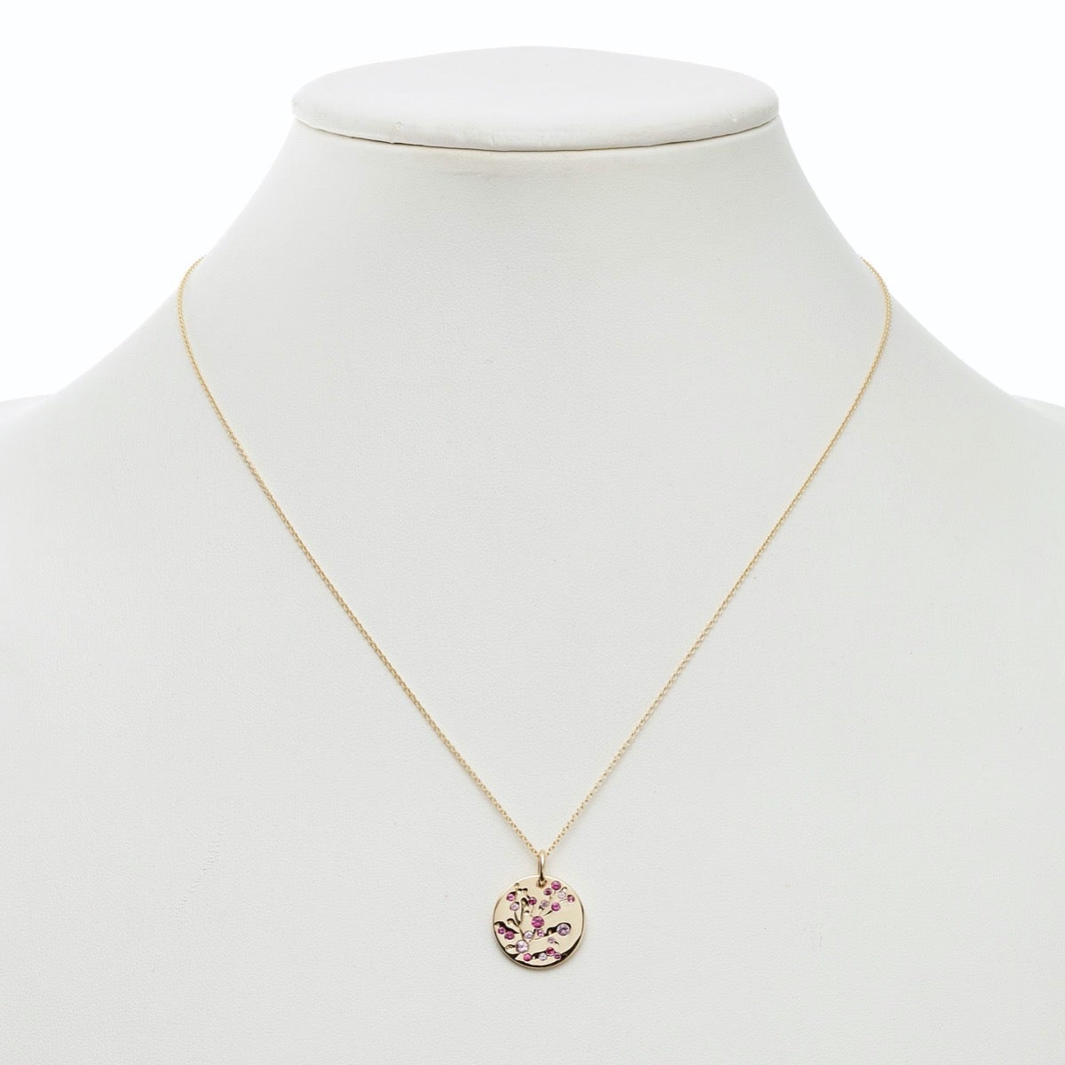 Pink Sapphire Cherry Blossom Pendant Necklace for Women - Elegant Sterling Silver Floral Jewelry Gift for Birthday, Anniversary & Valentine's Day