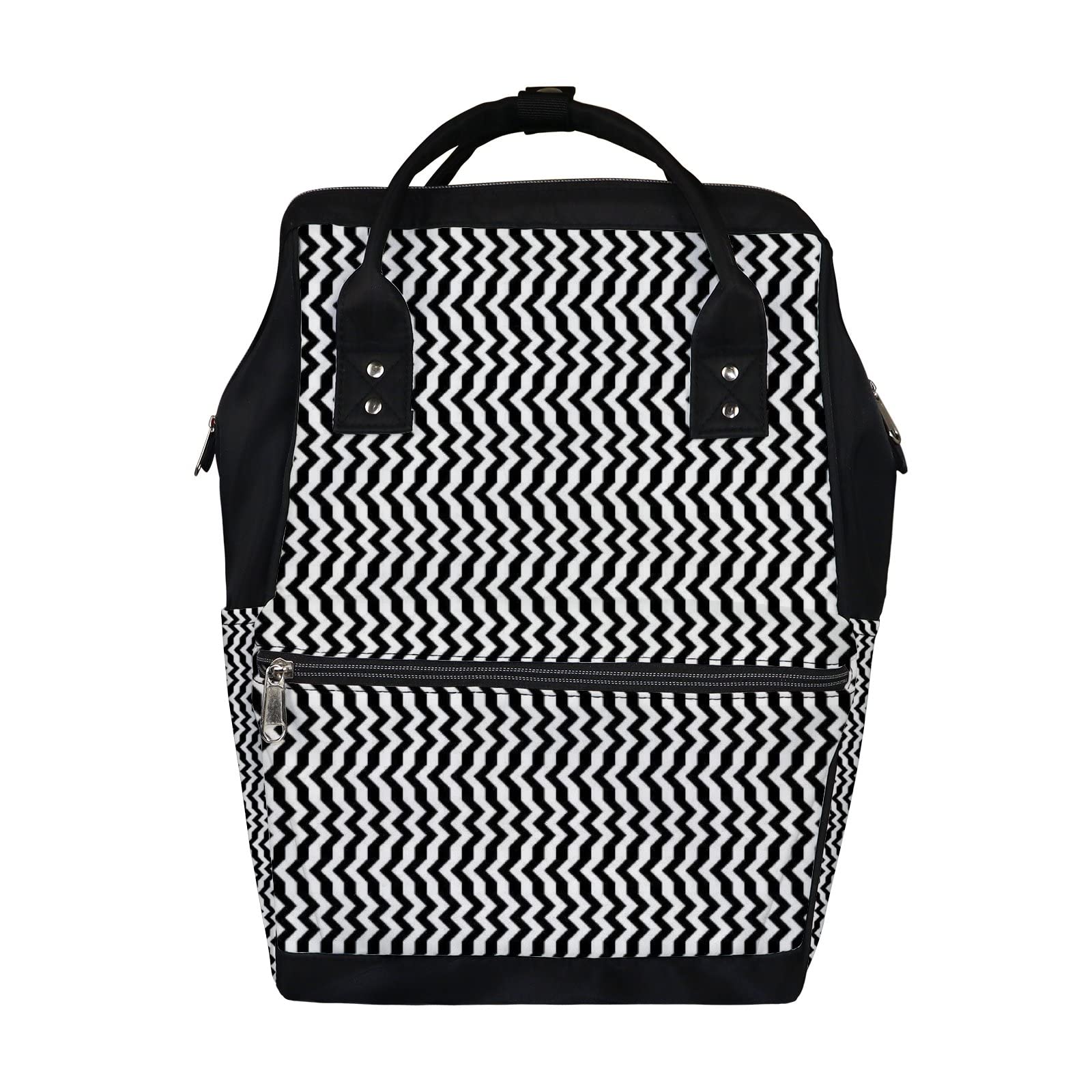 Vintage Black and White Zebra Stripes Waterproof Diaper Backpack - Large Capacity Baby Nappy Changing Bag with Laptop Compartment for Travel | Durable & Stylish Unisex Diaper Bag for Moms and Dads | Perfect for Daycare, Family Outings and Airplane Travel