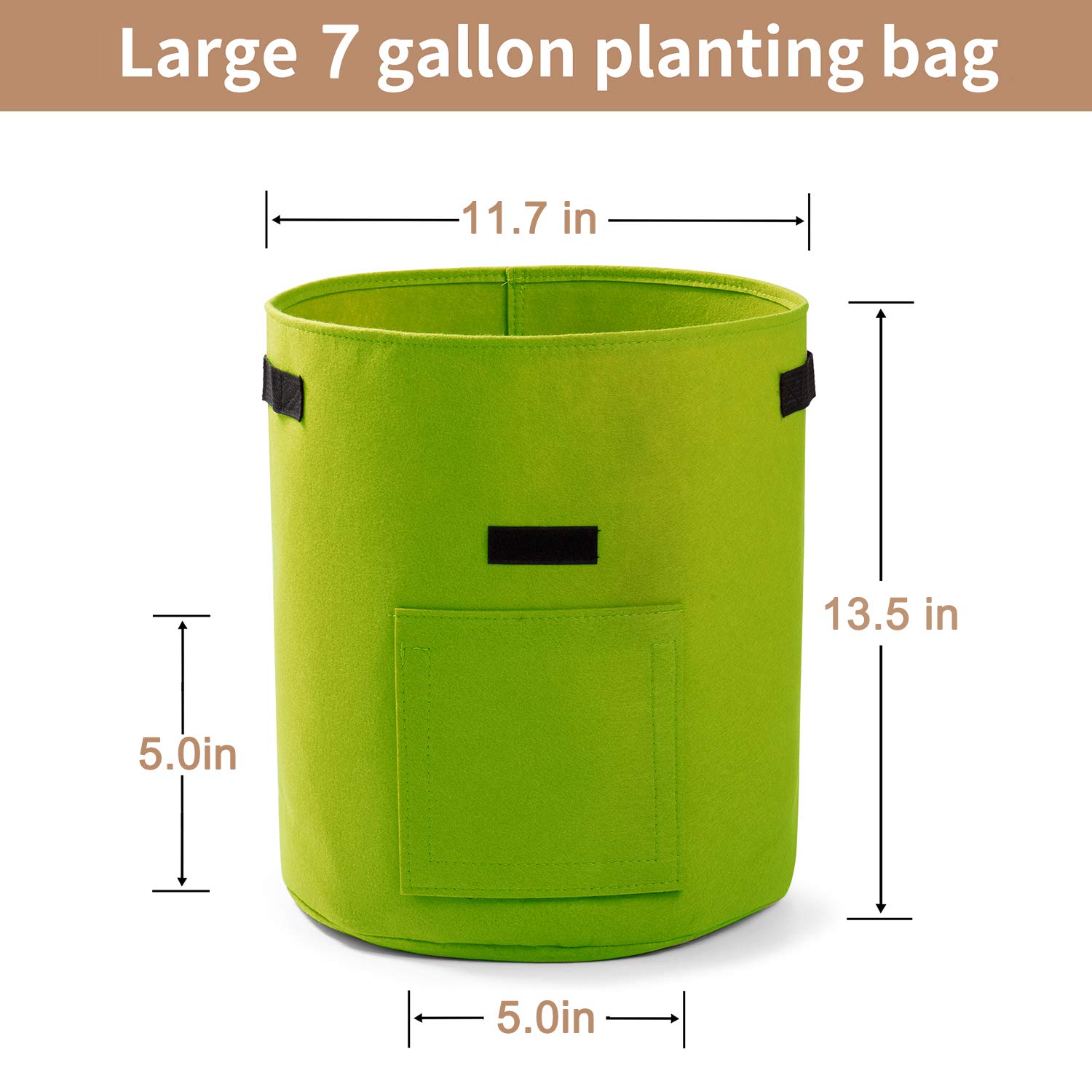 7 Gallon Potato Planter Bags 3-Pack - Breathable Grow Bags for Tomatoes, Vegetables & Plants with Handles & Access Flap (Green) - Ideal for Indoor/Outdoor Gardening, Balcony & Patio Planting