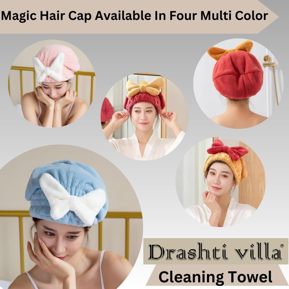 Premium Microfiber Hair Towel Wrap - Ultra Absorbent Hair Turban for Fast Drying, Bath, Spa & Shower | Soft Twist Cap Head Towel for Women & Men | Perfect for Post-Workout, Travel & Home Use (Red)
