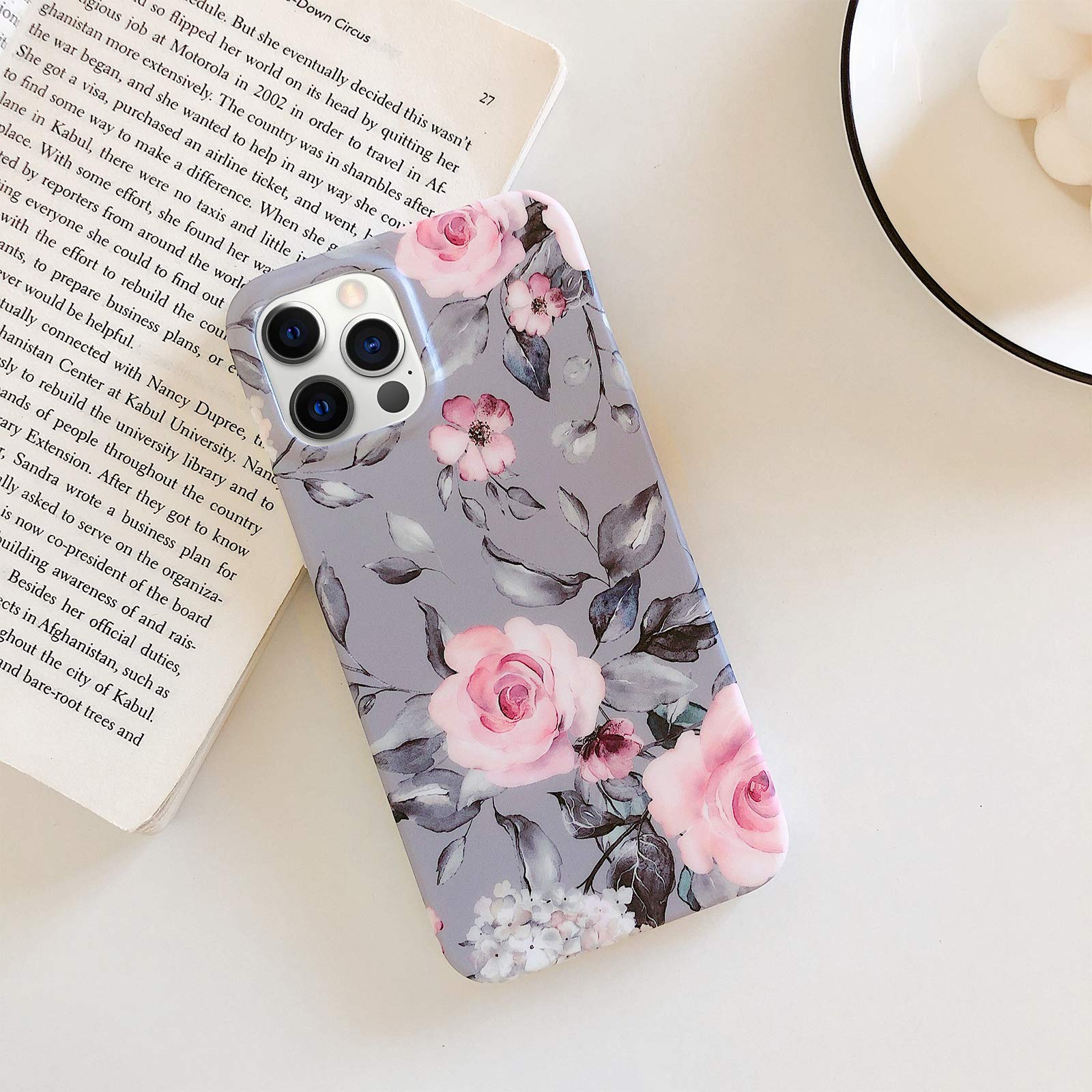 Slim Marble Pattern iPhone 13 Pro Case - Soft Flexible Protective Cover for Women & Girls (6.1 Inch, Gray) | Perfect for Everyday Use, Office & Travel Protection