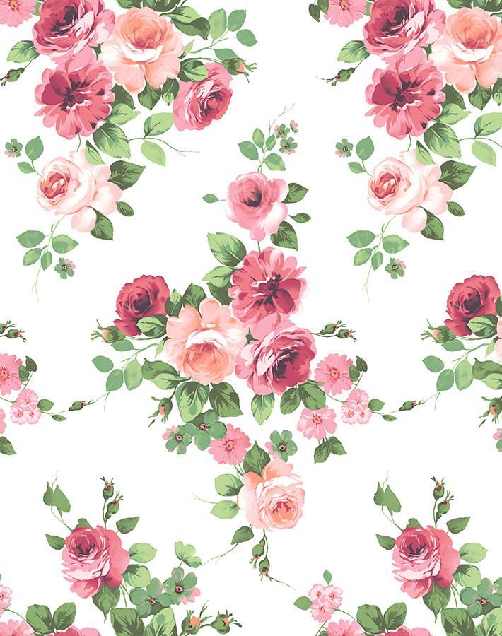 Wallshoppe 'Maggie May' Pink Floral Wallpaper - Peel and Stick Removable Wallpaper for Bedroom, Nursery & Home Decor