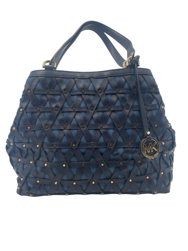 Michael Kors Raven Denim & Leather Shoulder Bag for Women - Stylish Crossbody Purse for Work, Travel & Everyday Use
