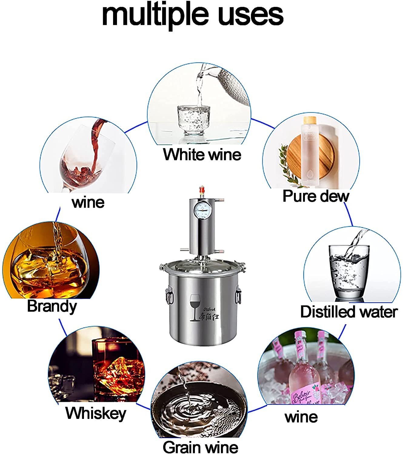 Premium 304 Stainless Steel Single-Tower Copper Brewer - 12L Small Home Brewing Kit for Coffee & Tea | Food Grade Safe | Perfect for Kitchen, Office & Outdoor Use