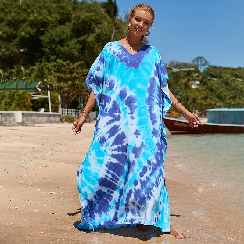 Bohemian Beach Dresses & Kaftans - Flowy Bikini Cover Ups, Maxi Robe for Women | Elegant Swimwear Coverup for Pool, Vacation & Summer Outfits