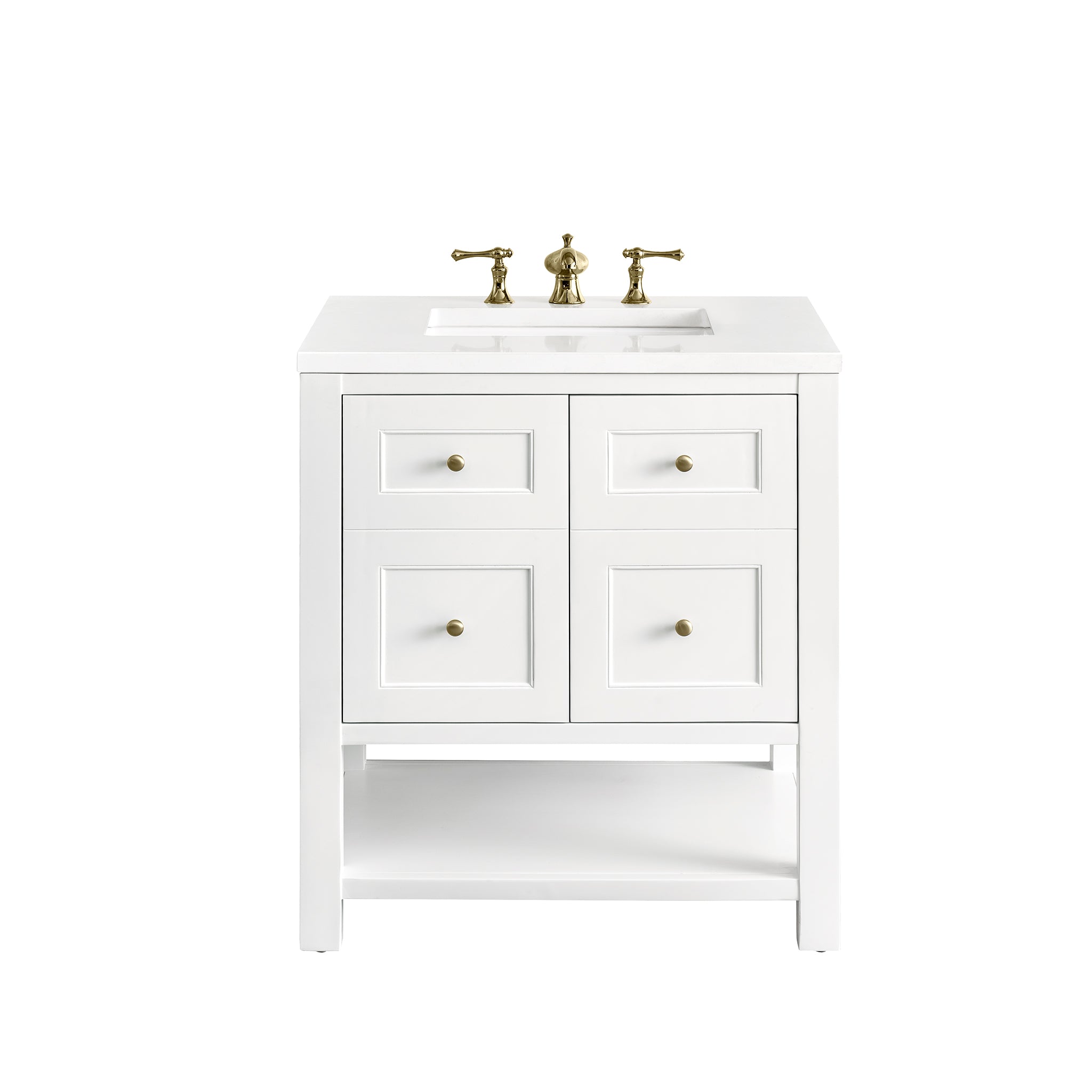 Breckenridge 30 Inch Single Bathroom Vanity in Bright White - Modern Sink Cabinet for Small Spaces, Powder Rooms & Guest Baths