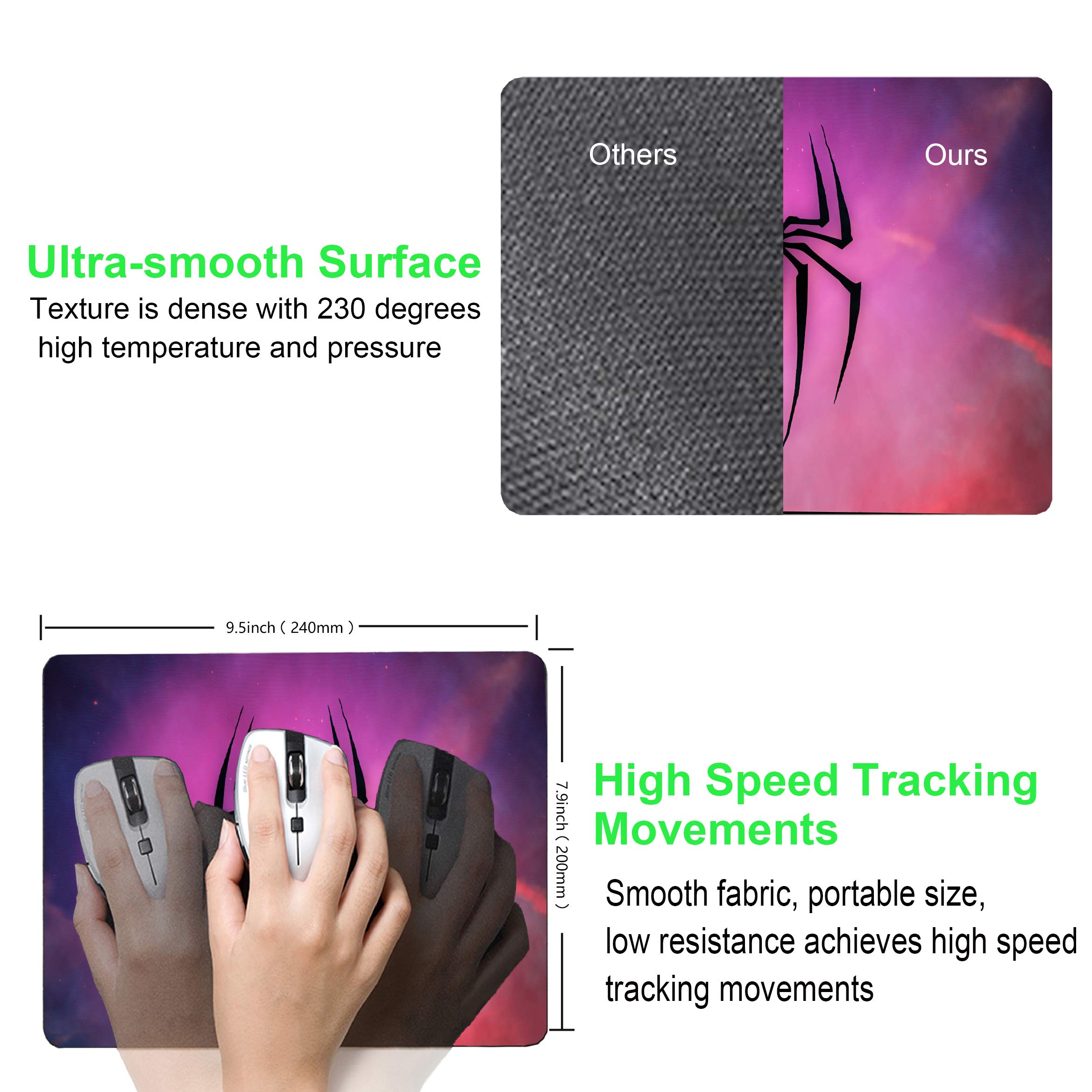 Spider Mouse Pad - Small Non-Slip Rubber Computer Mouse Mat with Personalized Galaxy Spider Design for Office & Gaming | Ergonomic Desk Accessory for PC, Laptop, Work & Home Use