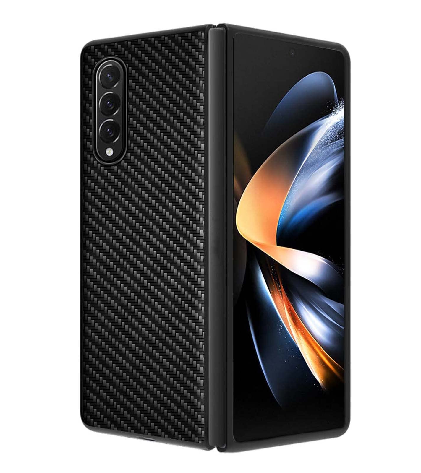 Premium Samsung Galaxy Z Fold 4 Case (2022) - 7.6 Inch Carbon Fiber Leather Cover with Non-Slip Grip | Shockproof & Camera Protection | Perfect for Business Travel & Outdoor Activities